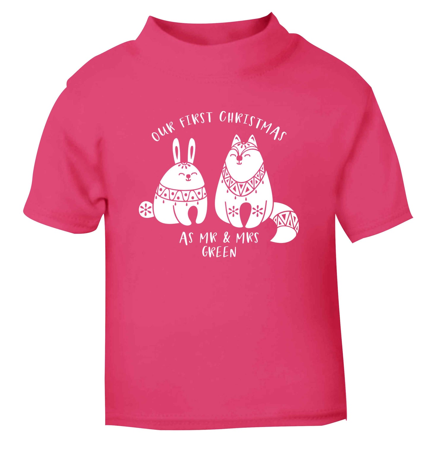Our first Christmas as Mr & Mrs personalised pink Baby Toddler Tshirt 2 Years