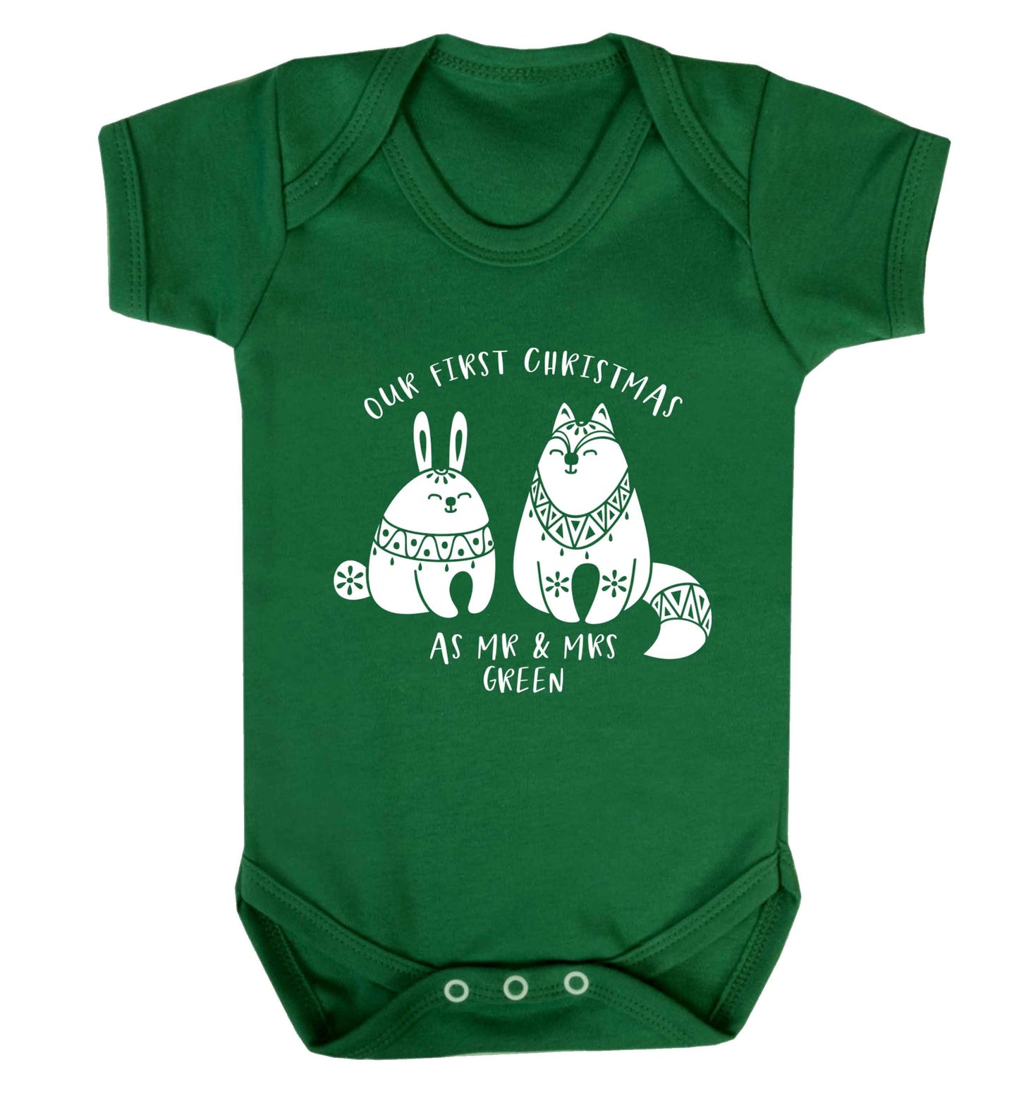 Our first Christmas as Mr & Mrs personalised Baby Vest green 18-24 months