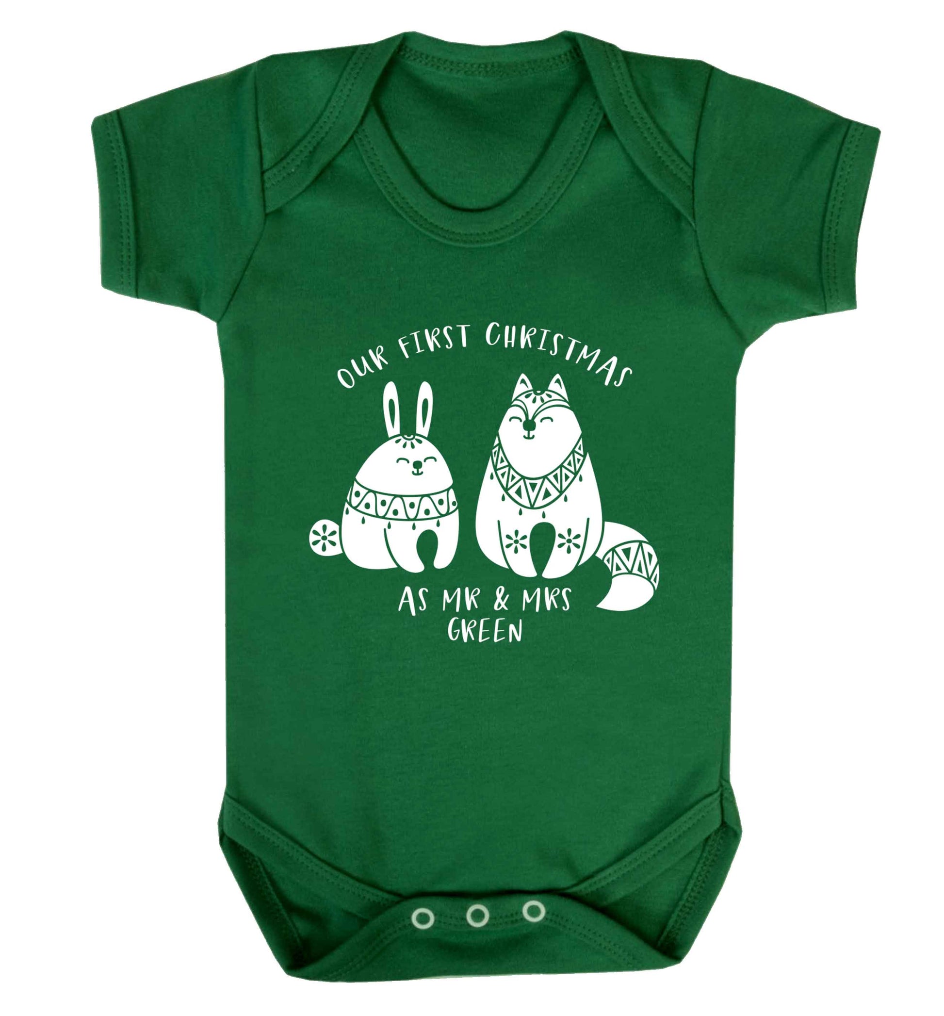 Our first Christmas as Mr & Mrs personalised Baby Vest green 18-24 months