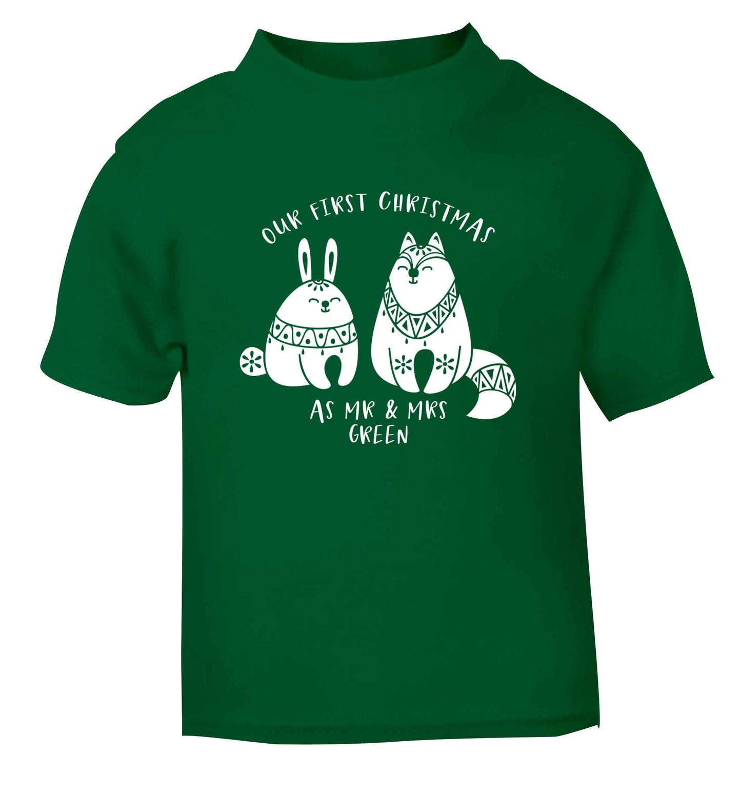 Our first Christmas as Mr & Mrs personalised green Baby Toddler Tshirt 2 Years