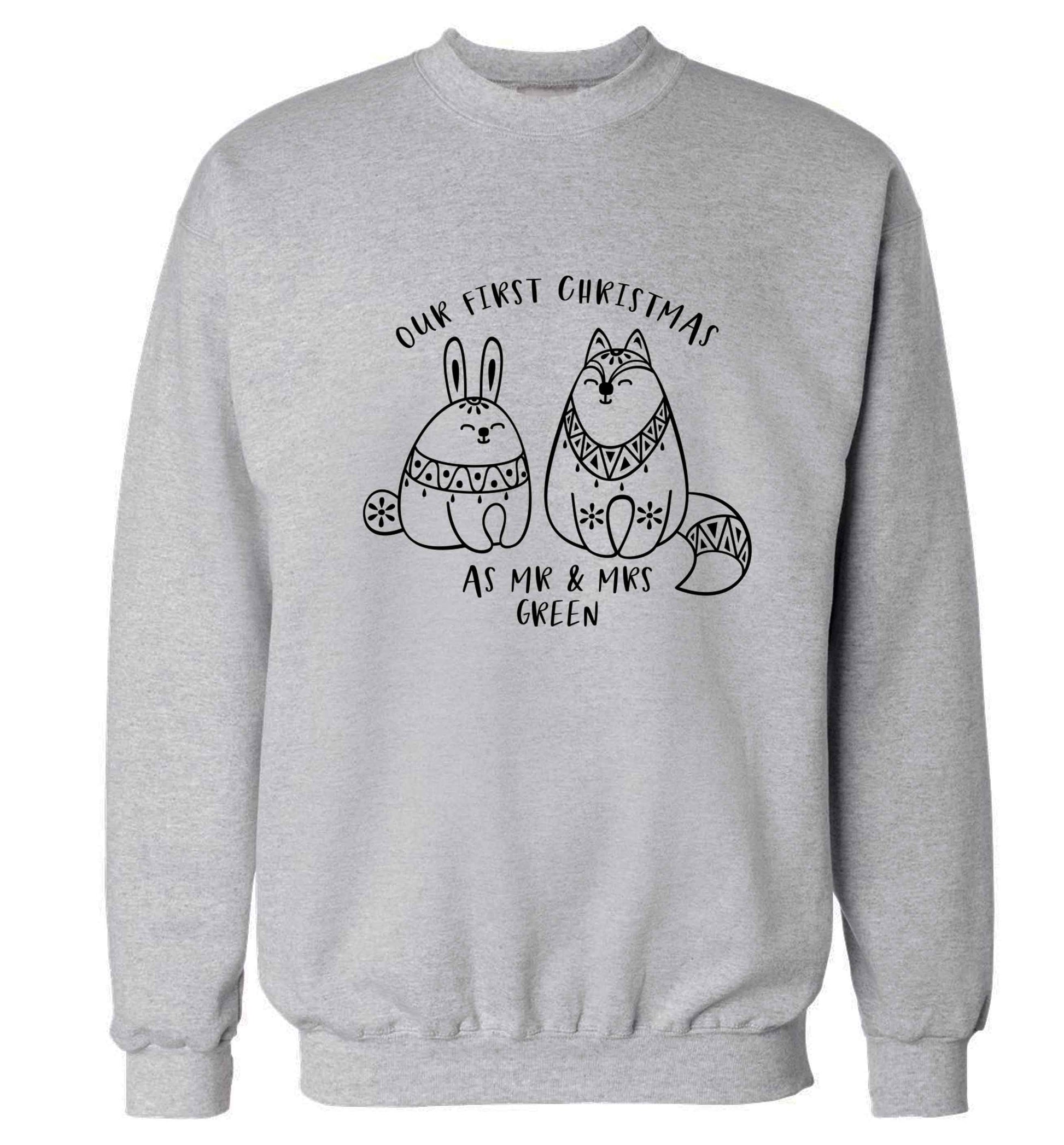 Our first Christmas as Mr & Mrs personalised Adult's unisex grey Sweater 2XL