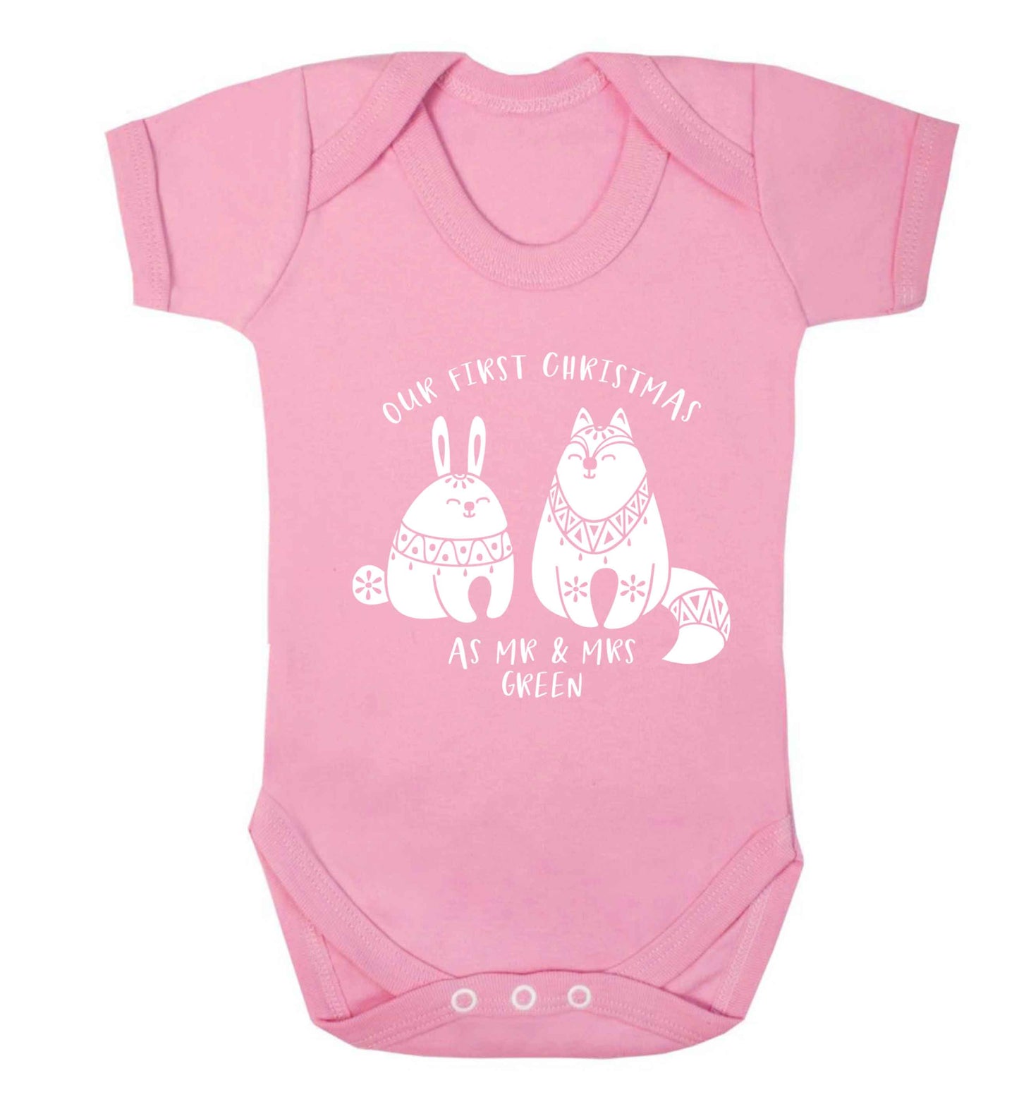 Our first Christmas as Mr & Mrs personalised Baby Vest pale pink 18-24 months