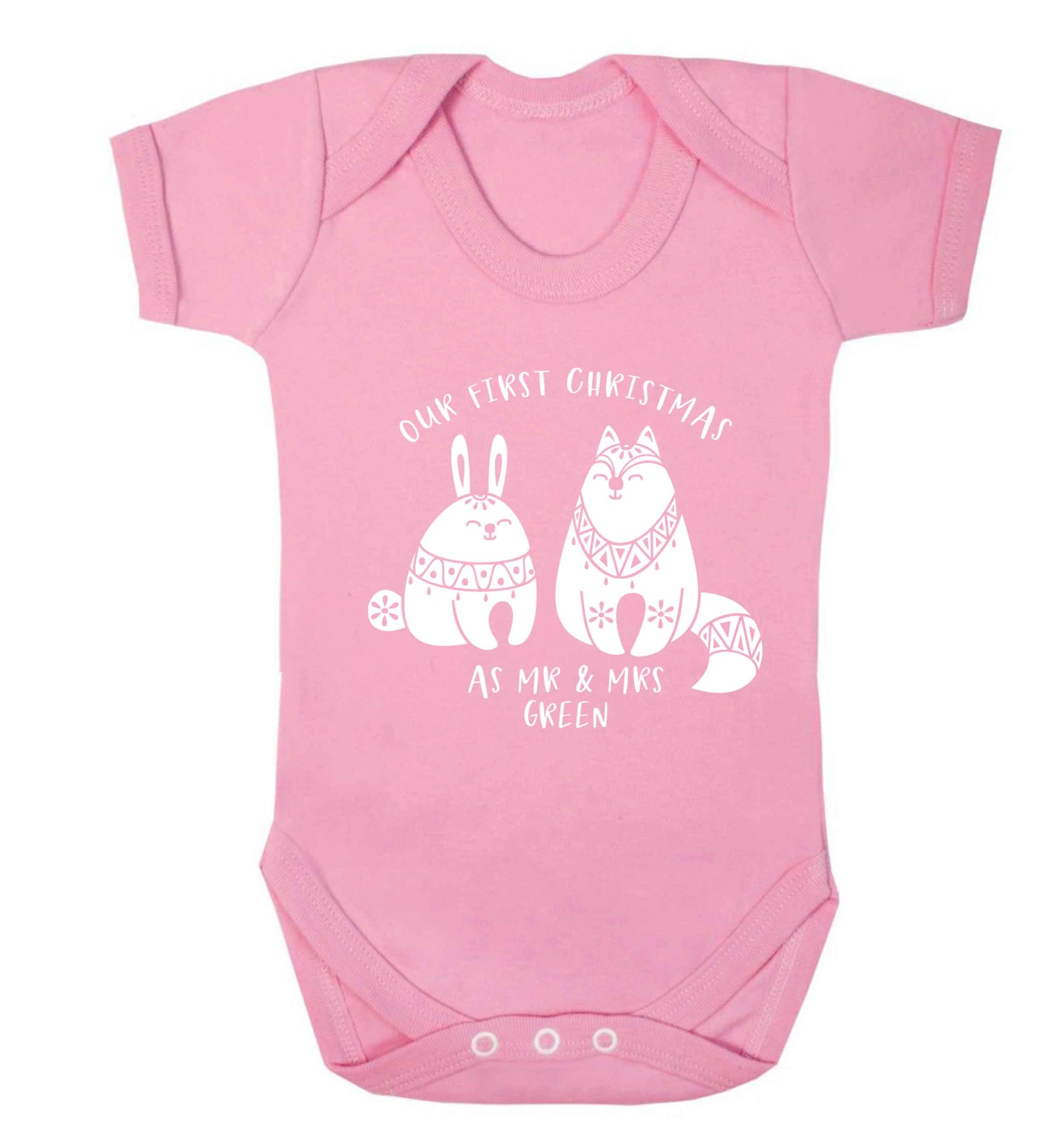 Our first Christmas as Mr & Mrs personalised Baby Vest pale pink 18-24 months