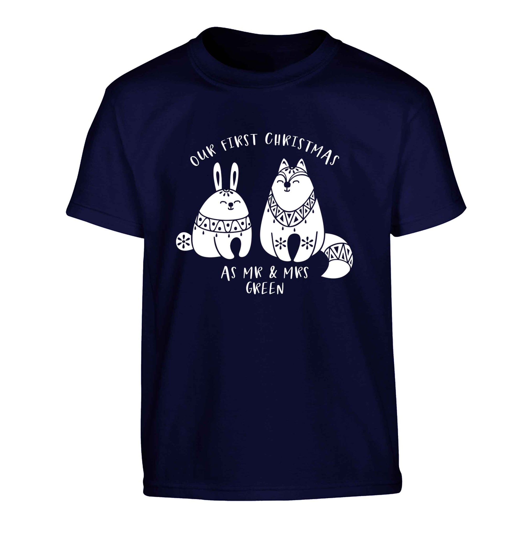 Our first Christmas as Mr & Mrs personalised Children's navy Tshirt 12-13 Years