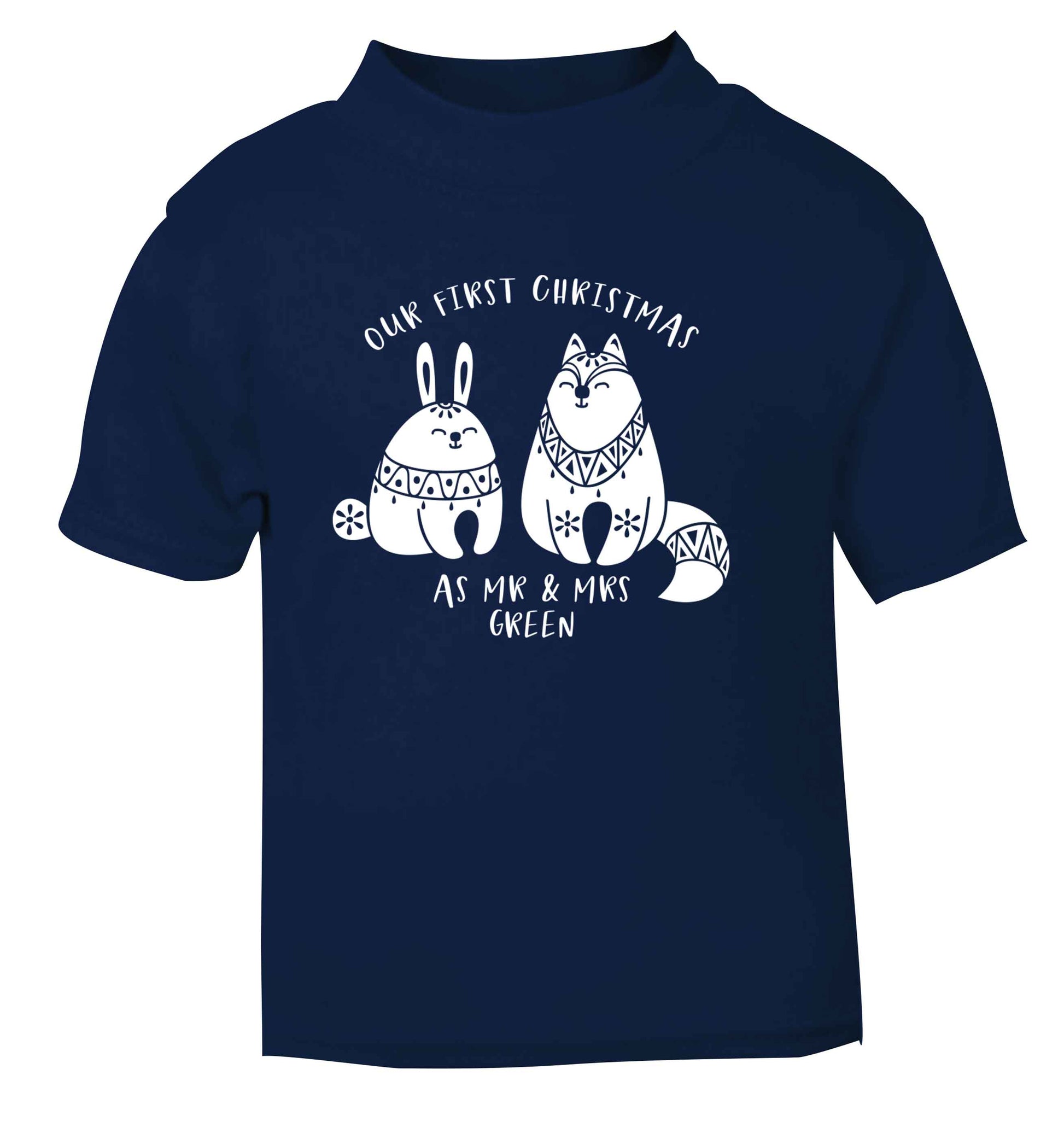 Our first Christmas as Mr & Mrs personalised navy Baby Toddler Tshirt 2 Years