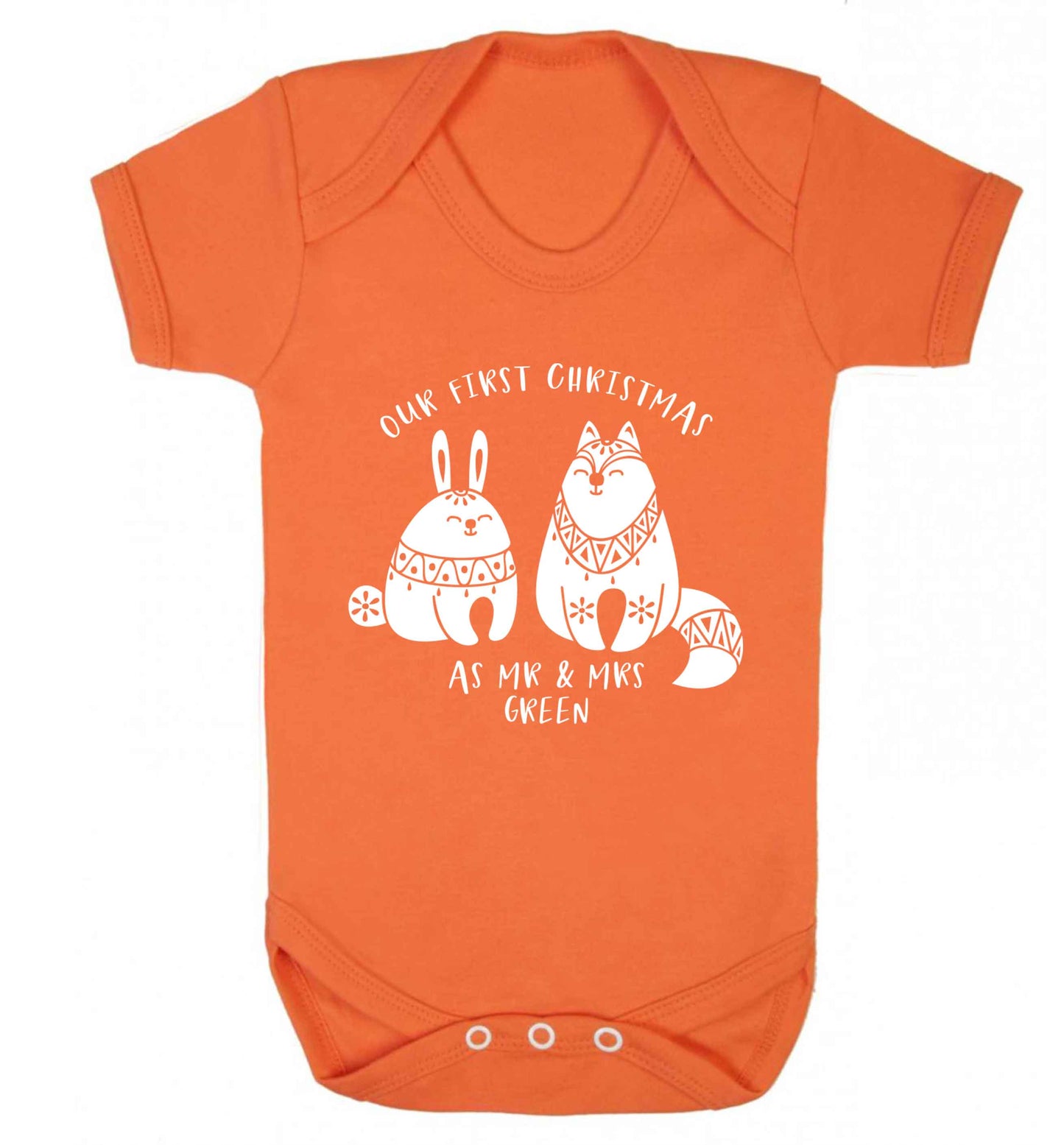 Our first Christmas as Mr & Mrs personalised Baby Vest orange 18-24 months