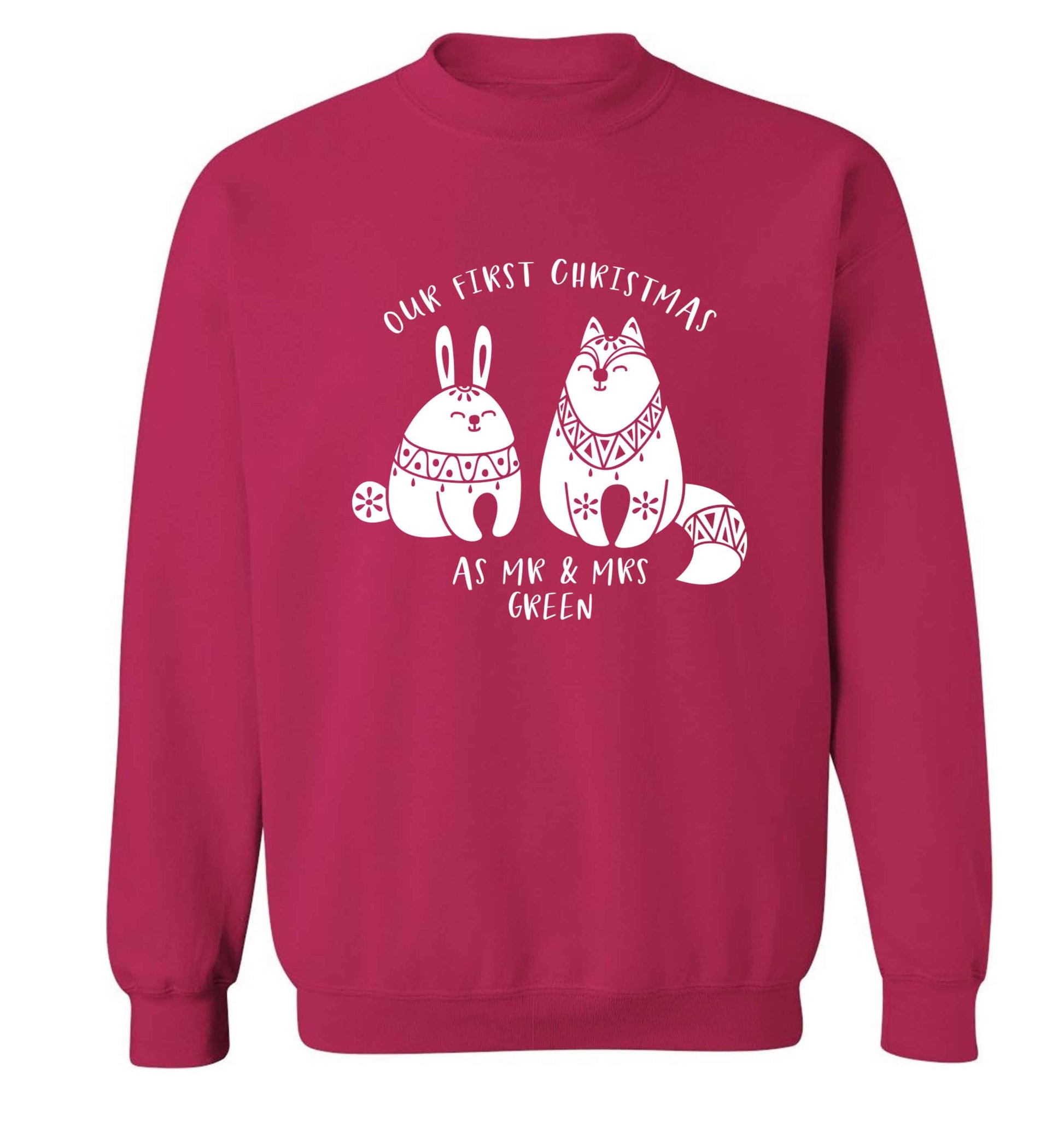 Our first Christmas as Mr & Mrs personalised Adult's unisex pink Sweater 2XL