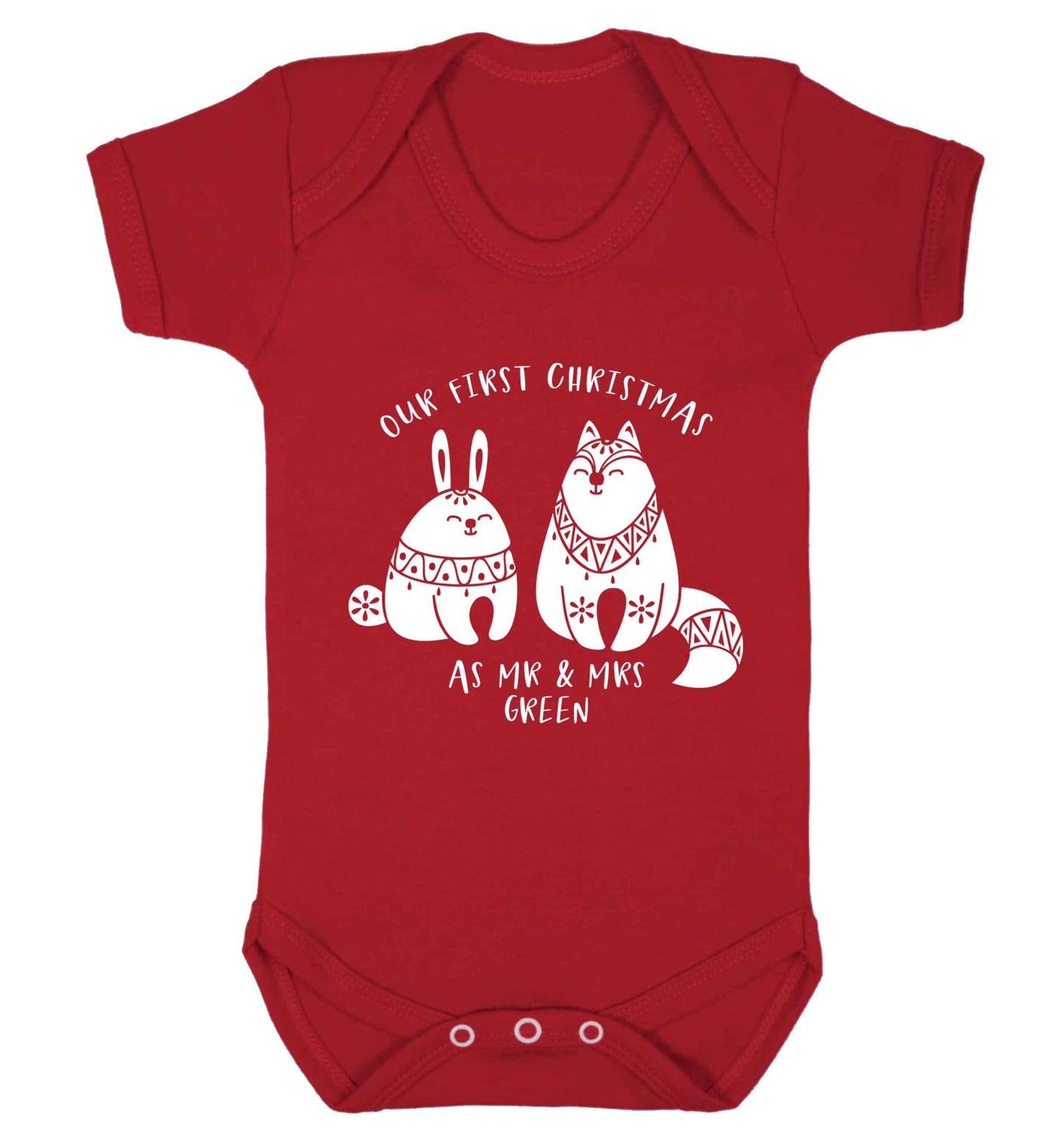Our first Christmas as Mr & Mrs personalised Baby Vest red 18-24 months