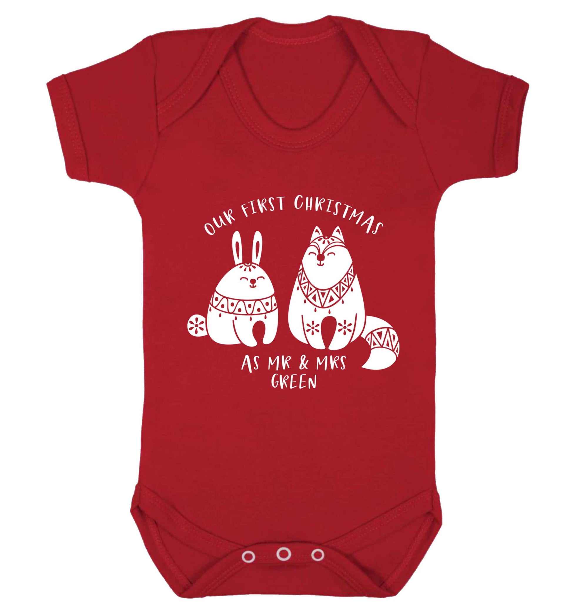 Our first Christmas as Mr & Mrs personalised Baby Vest red 18-24 months
