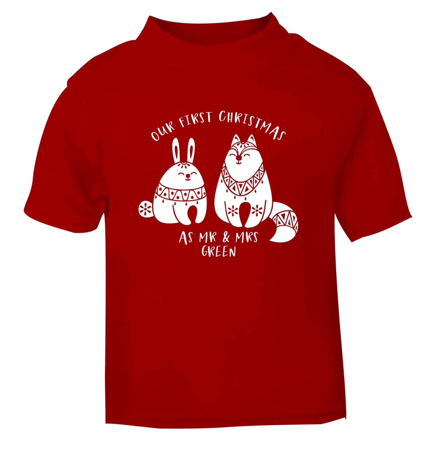 Our first Christmas as Mr & Mrs personalised red Baby Toddler Tshirt 2 Years