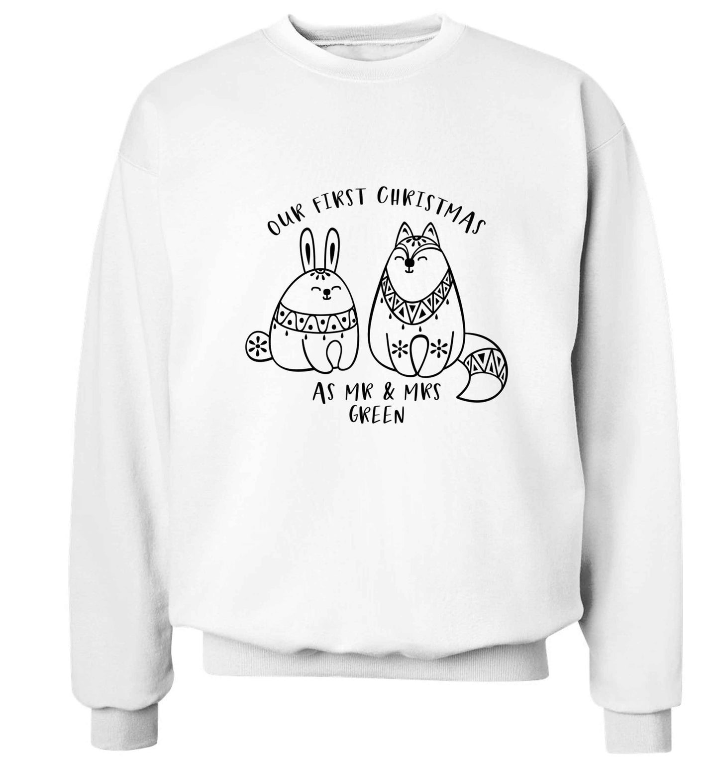 Our first Christmas as Mr & Mrs personalised Adult's unisex white Sweater 2XL