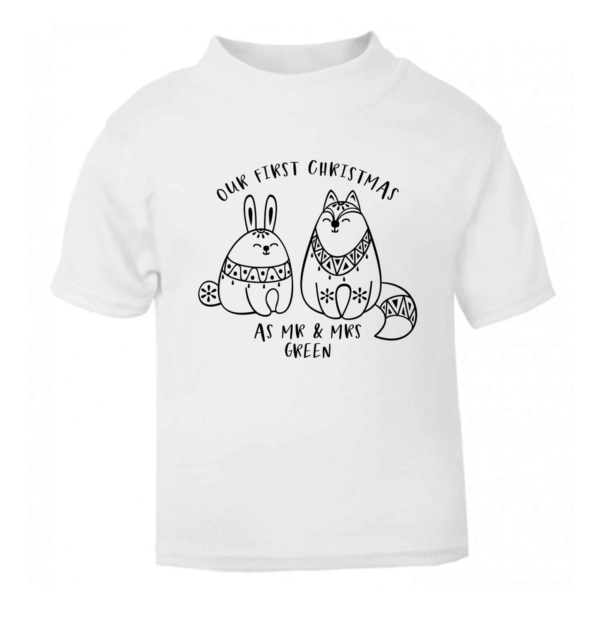 Our first Christmas as Mr & Mrs personalised white Baby Toddler Tshirt 2 Years