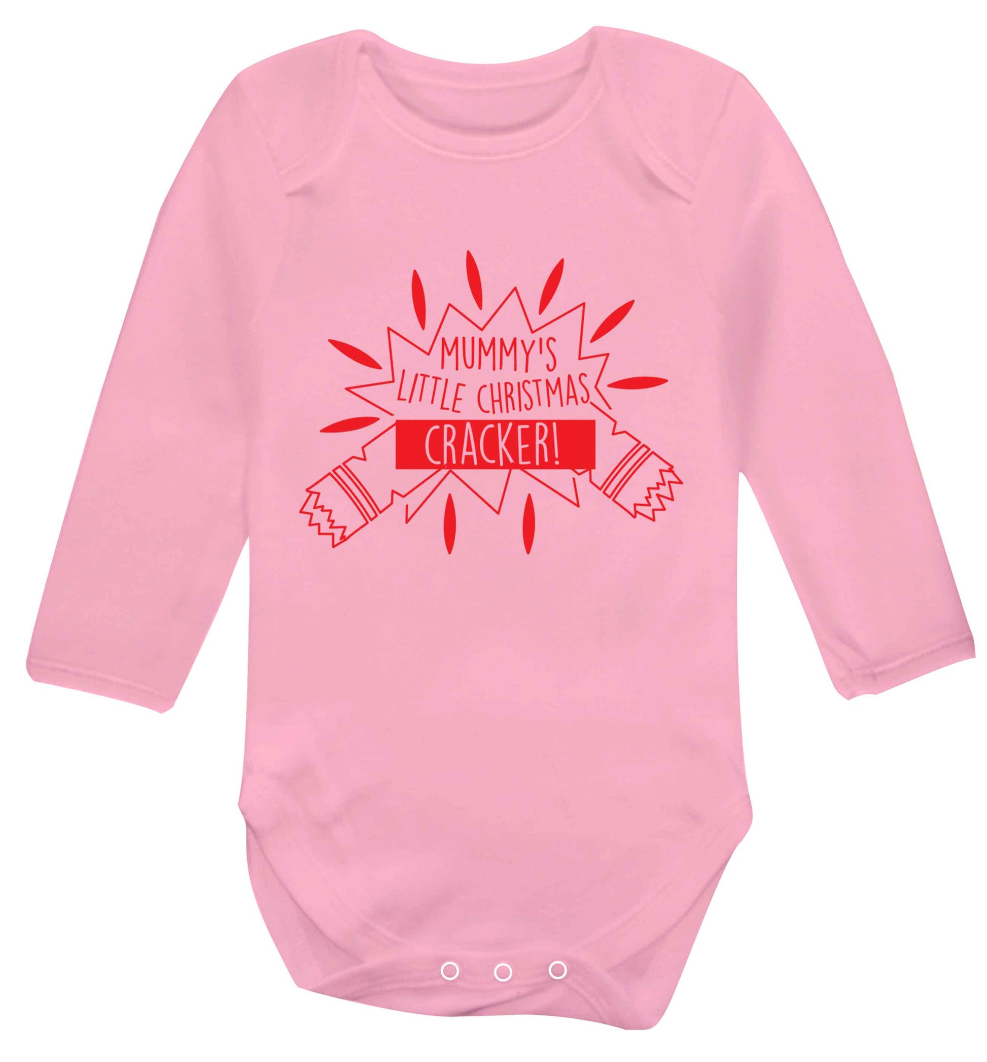 Mummy's little christmas cracker Baby Vest long sleeved pale pink 6-12 months