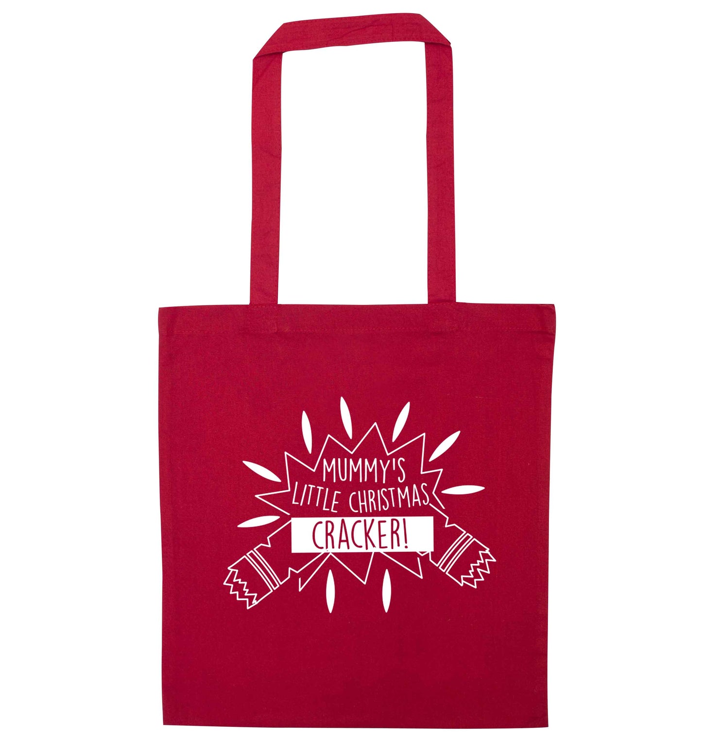 Mummy's little christmas cracker red tote bag