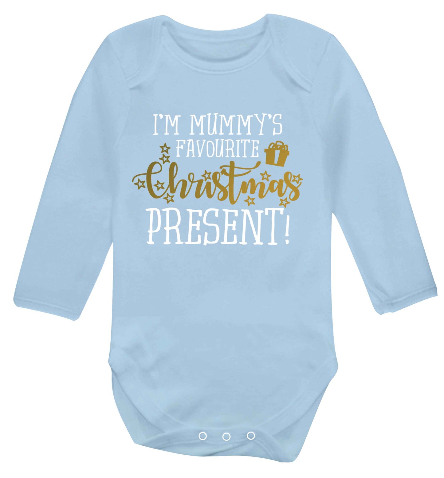 I'm Mummy's favourite Christmas present Baby Vest long sleeved pale blue 6-12 months