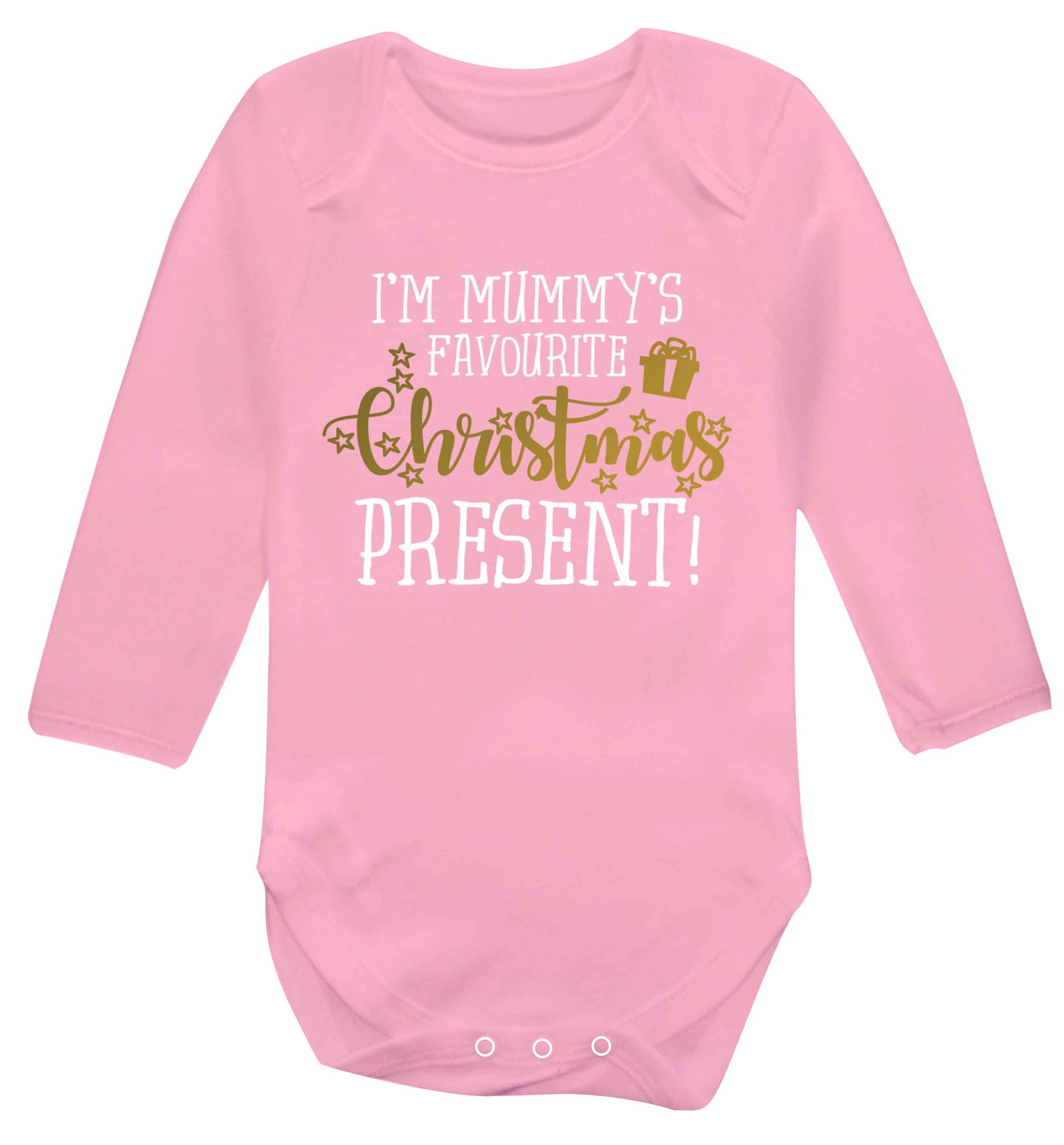 I'm Mummy's favourite Christmas present Baby Vest long sleeved pale pink 6-12 months