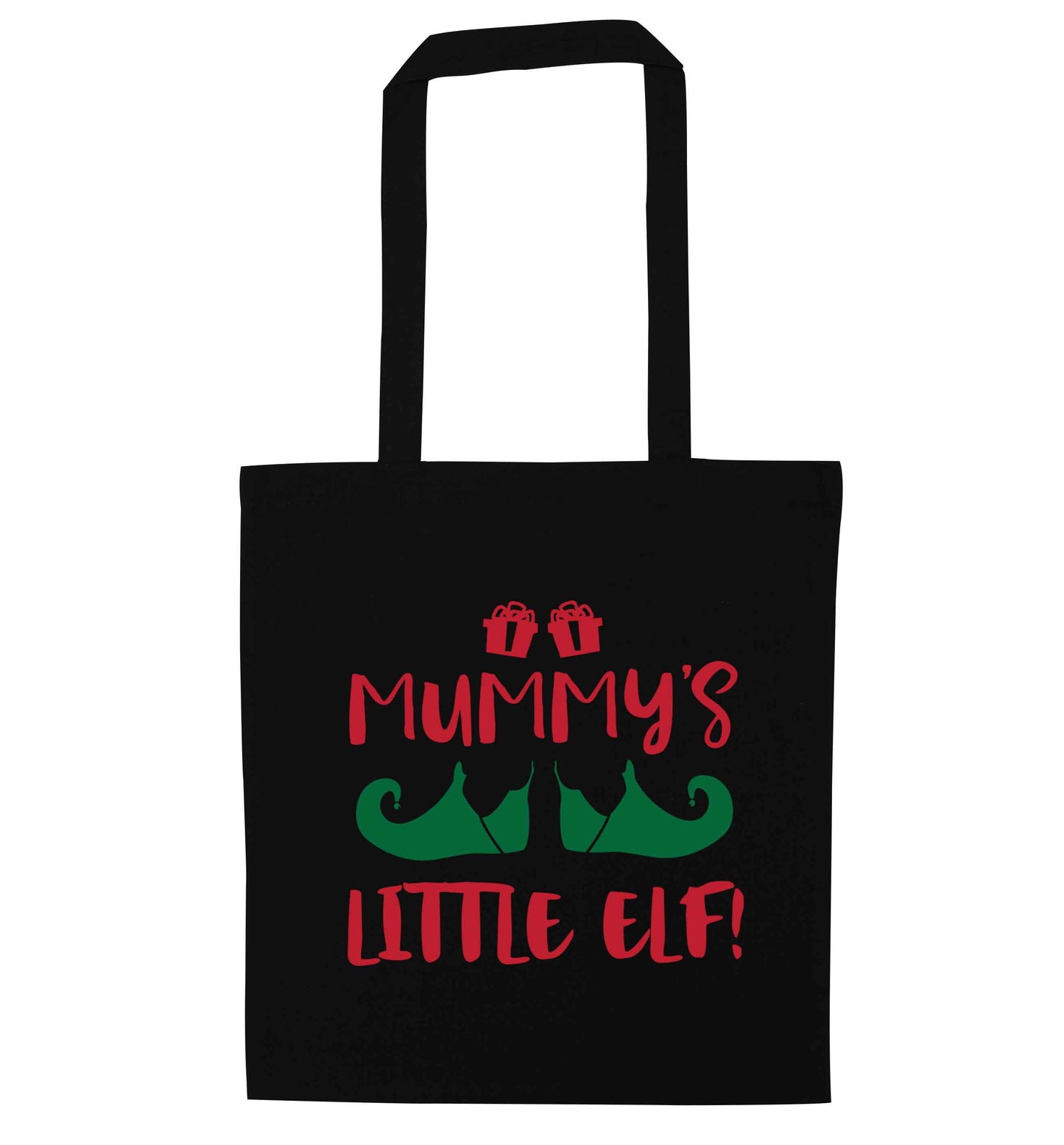 Mummy's little elf black tote bag