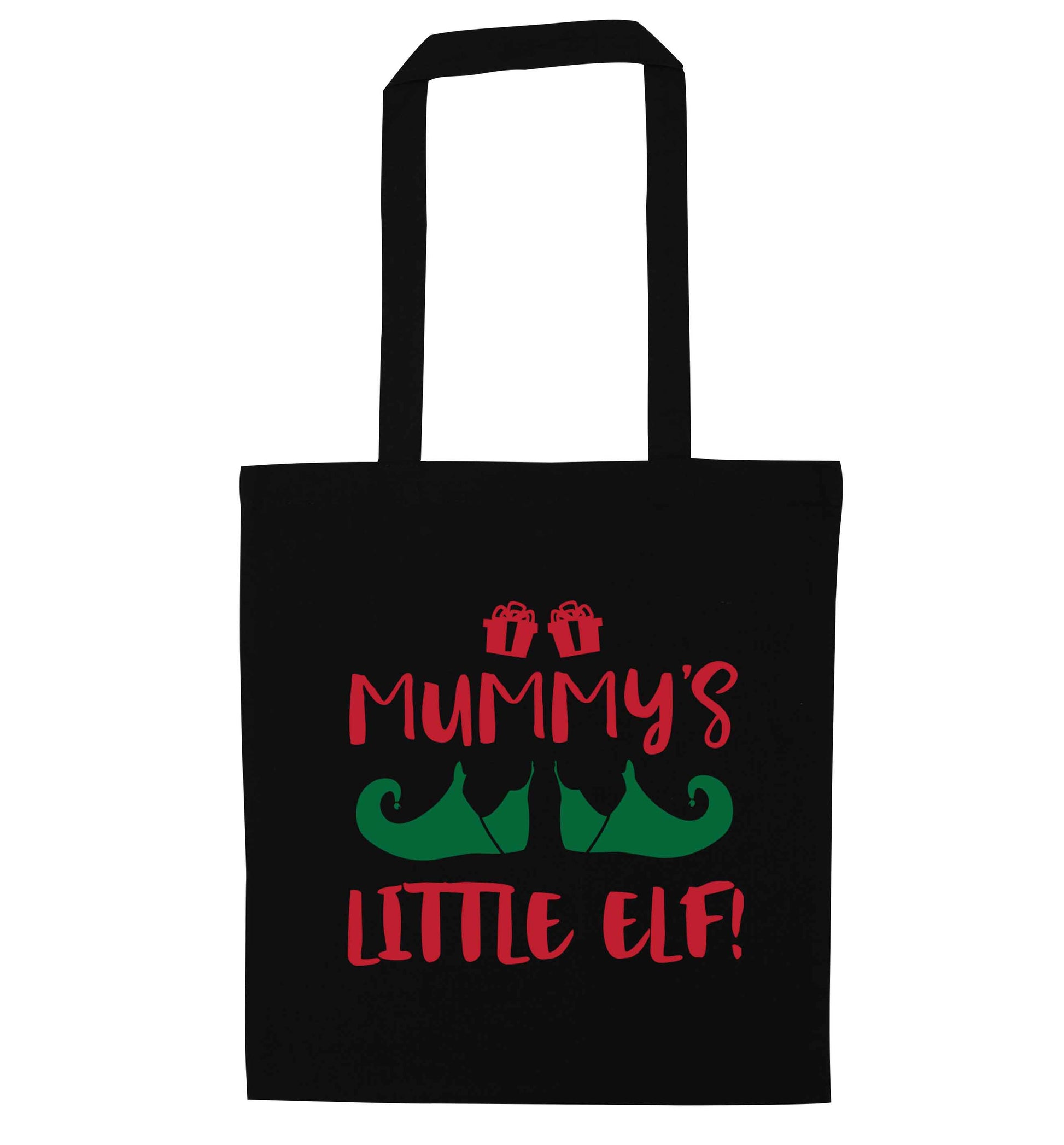 Mummy's little elf black tote bag