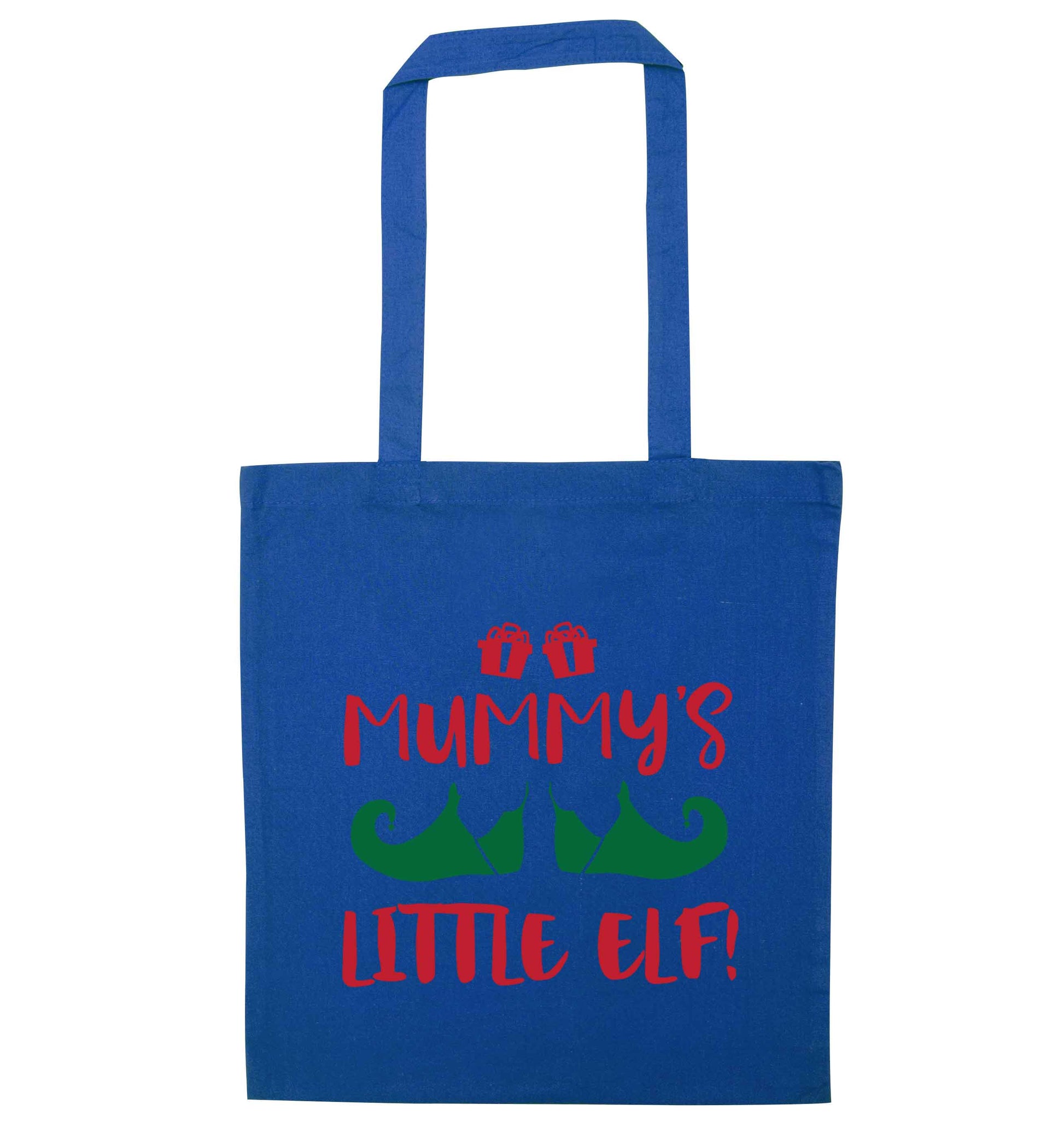 Mummy's little elf blue tote bag
