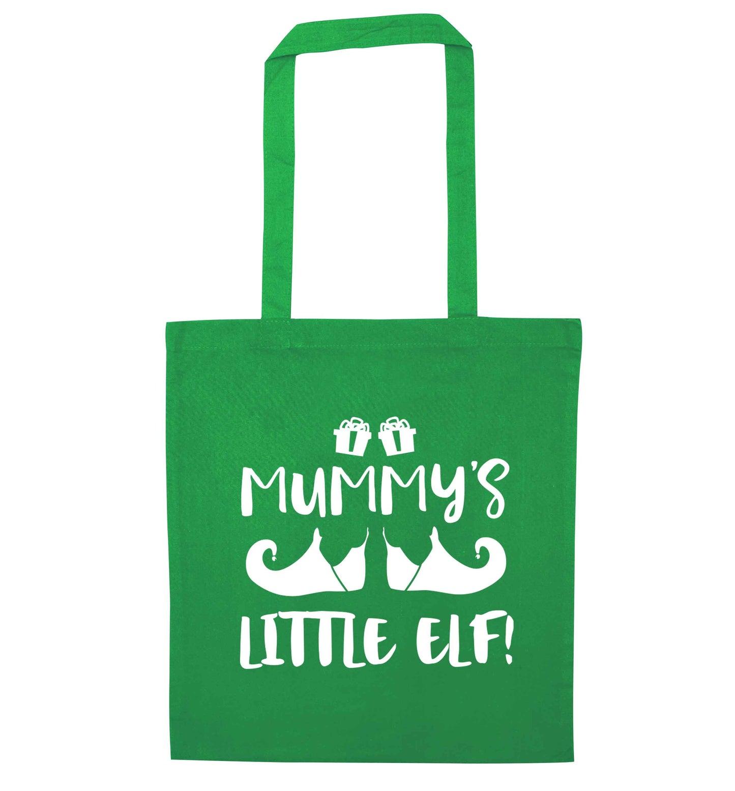 Mummy's little elf green tote bag