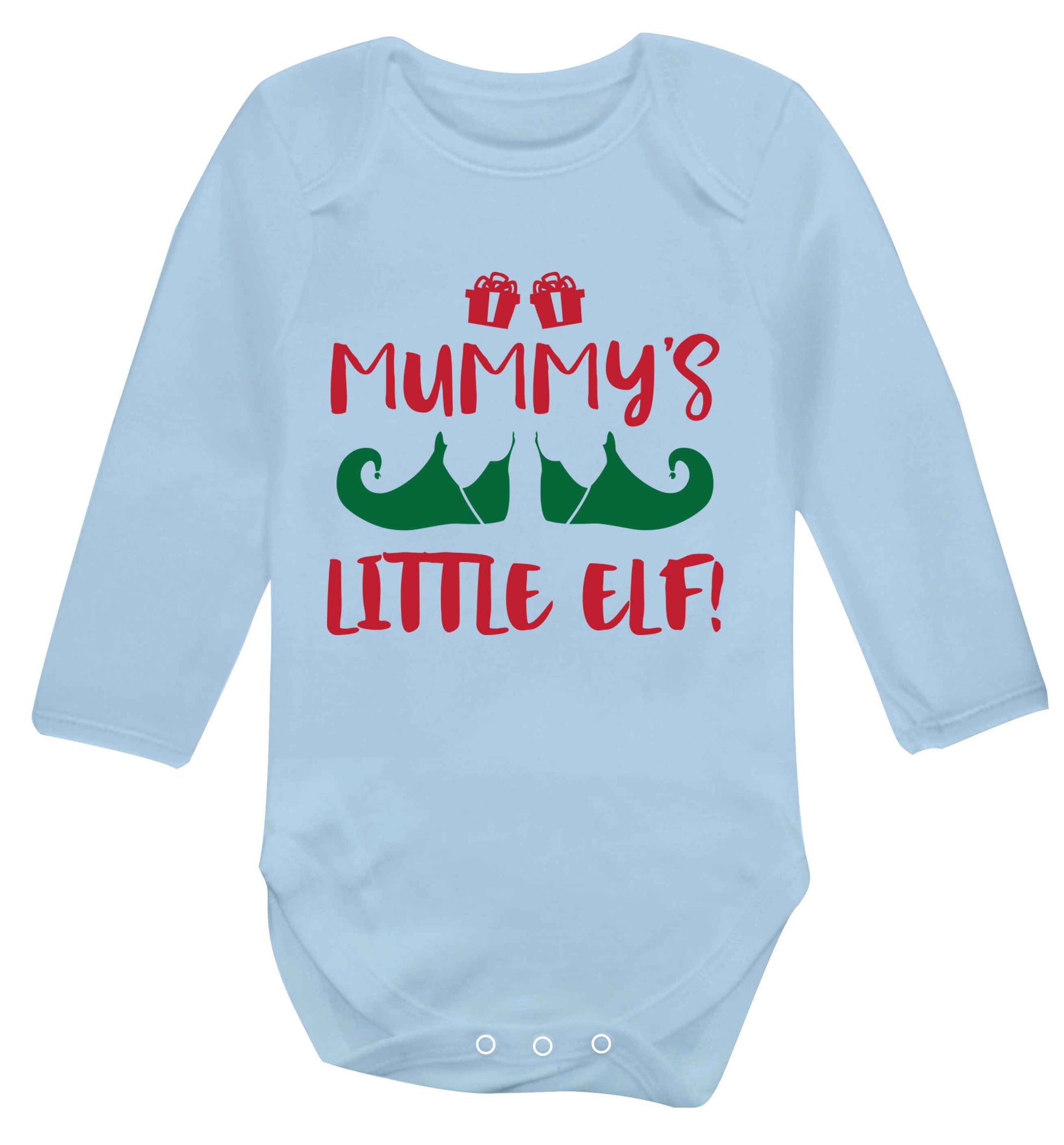 Mummy's little elf Baby Vest long sleeved pale blue 6-12 months