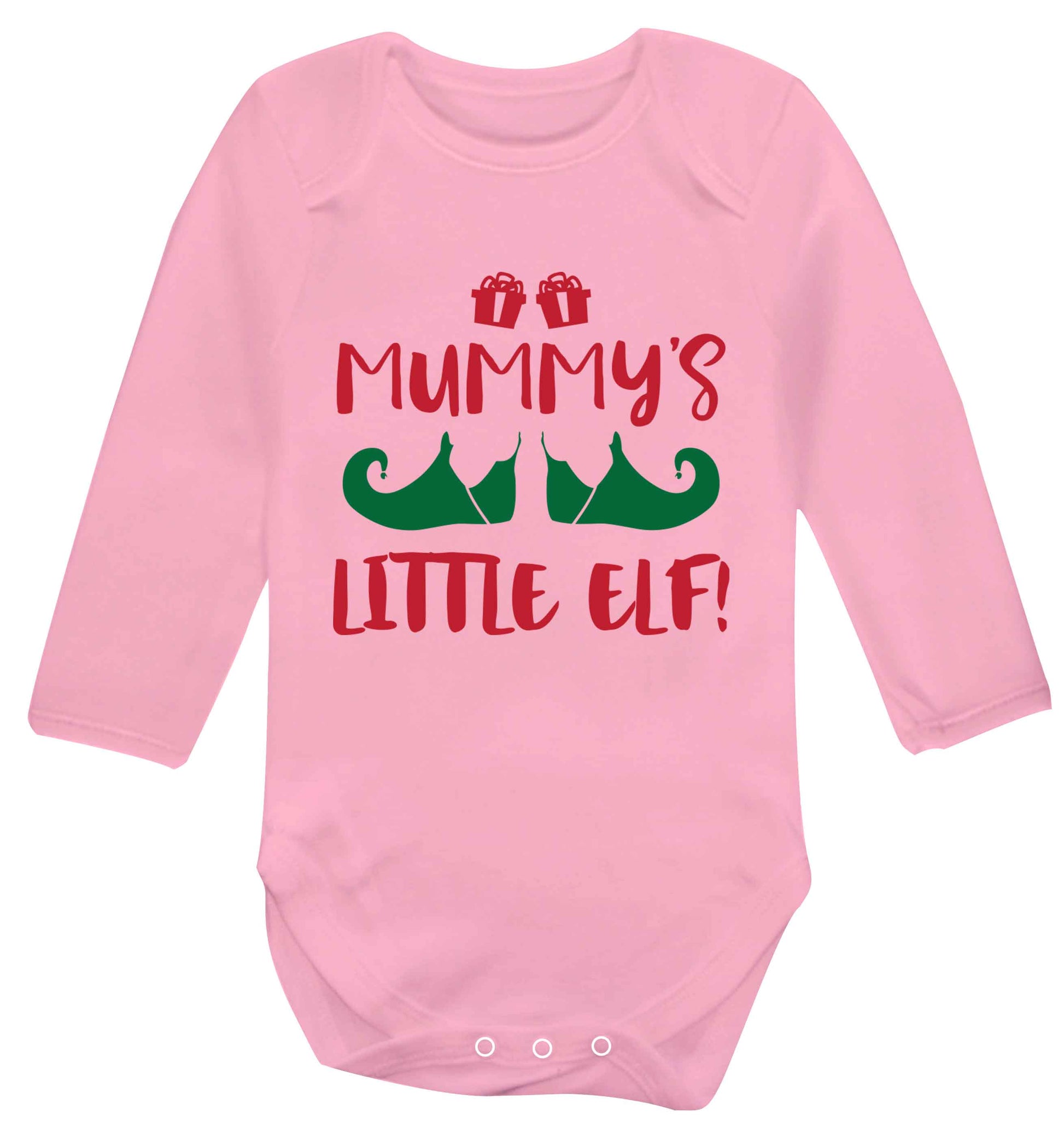 Mummy's little elf Baby Vest long sleeved pale pink 6-12 months