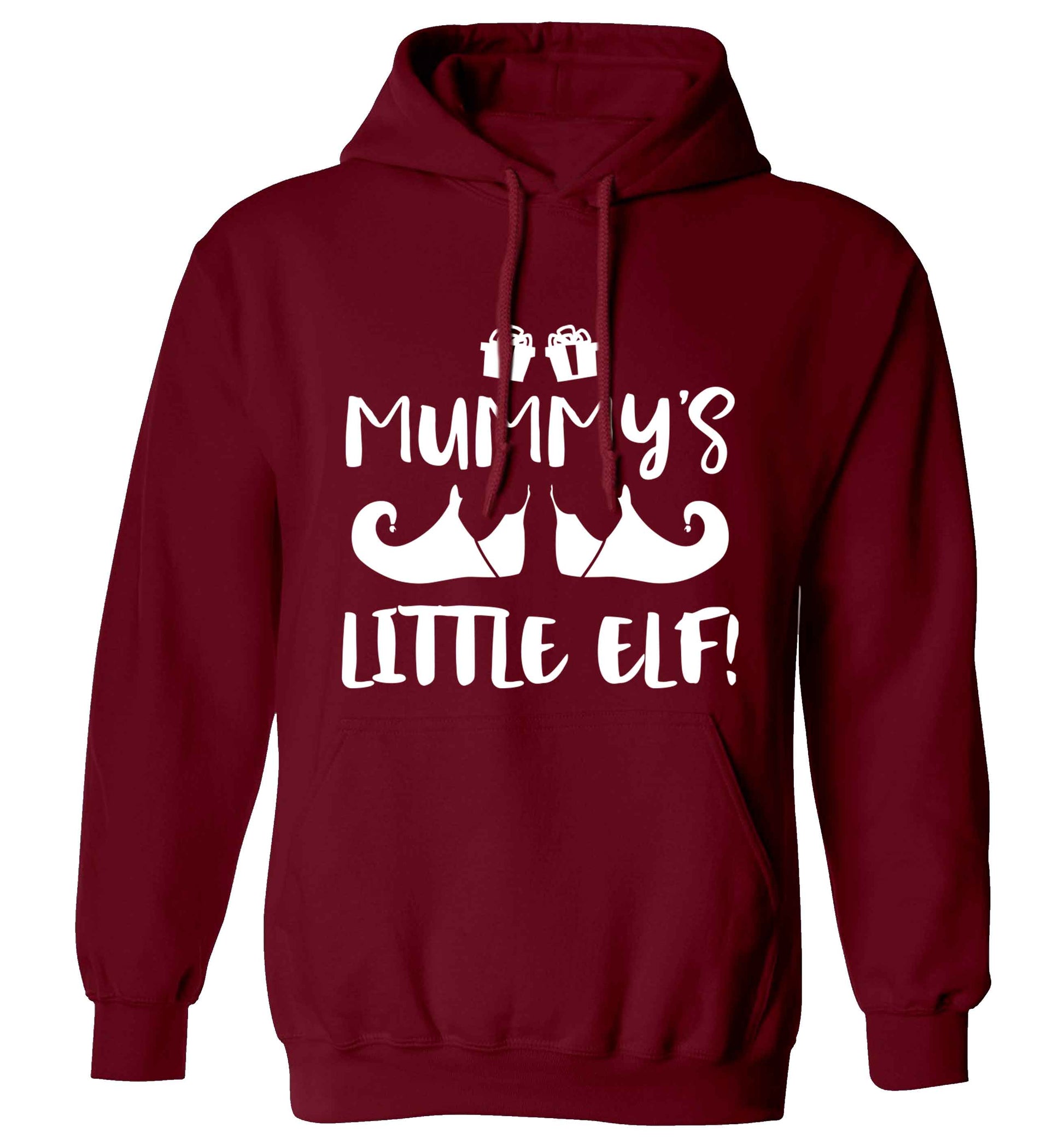 Mummy's little elf adults unisex maroon hoodie 2XL