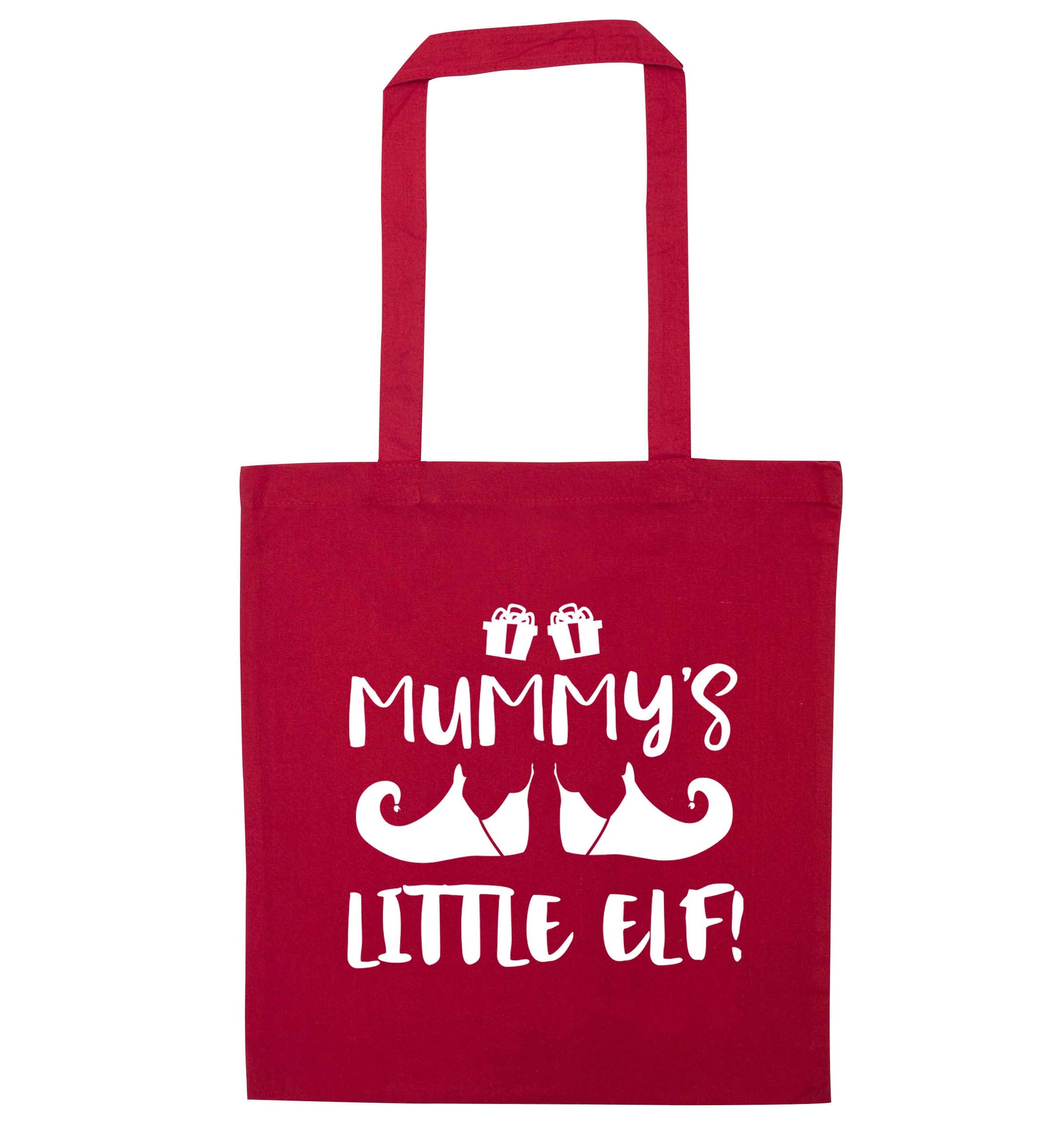 Mummy's little elf red tote bag