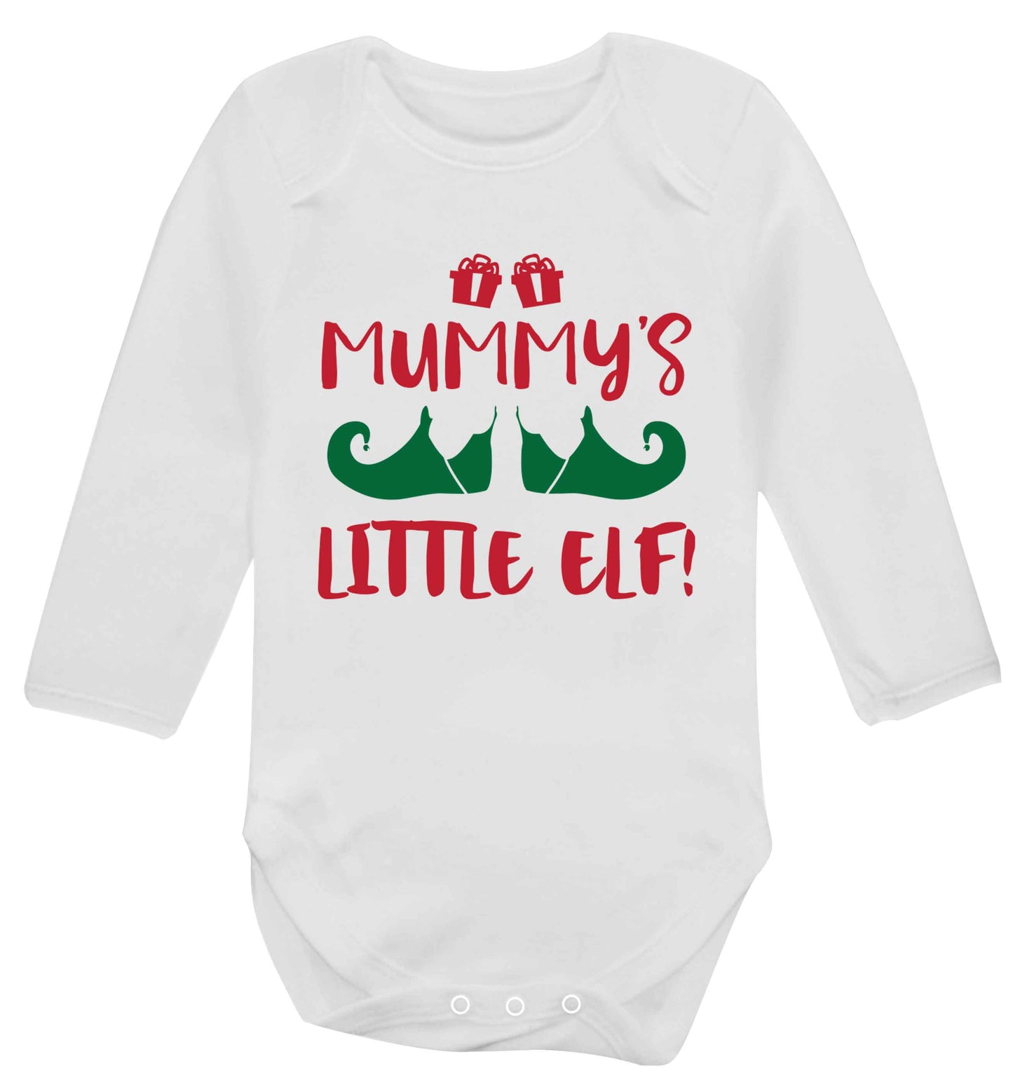 Mummy's little elf Baby Vest long sleeved white 6-12 months