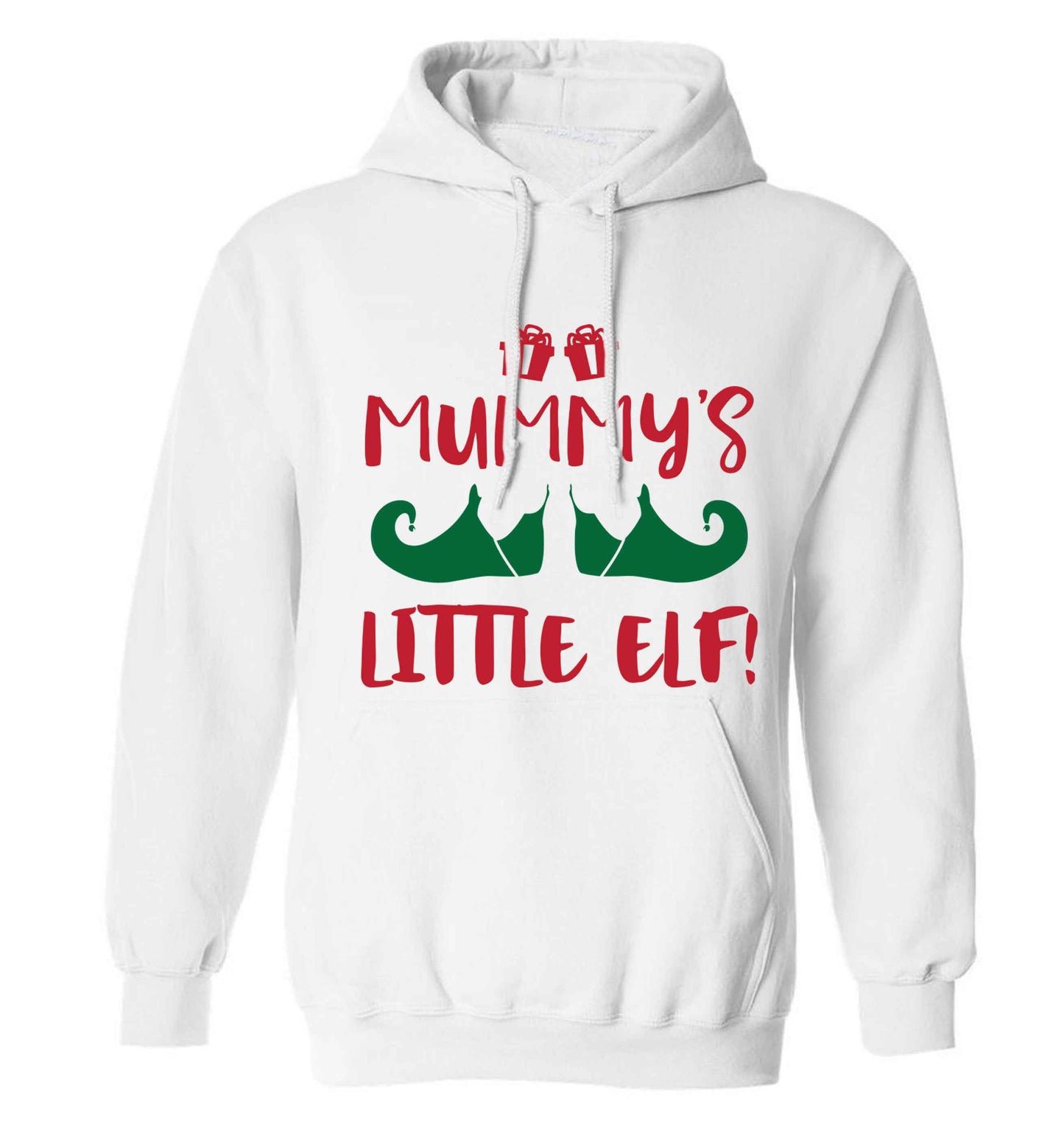 Mummy's little elf adults unisex white hoodie 2XL