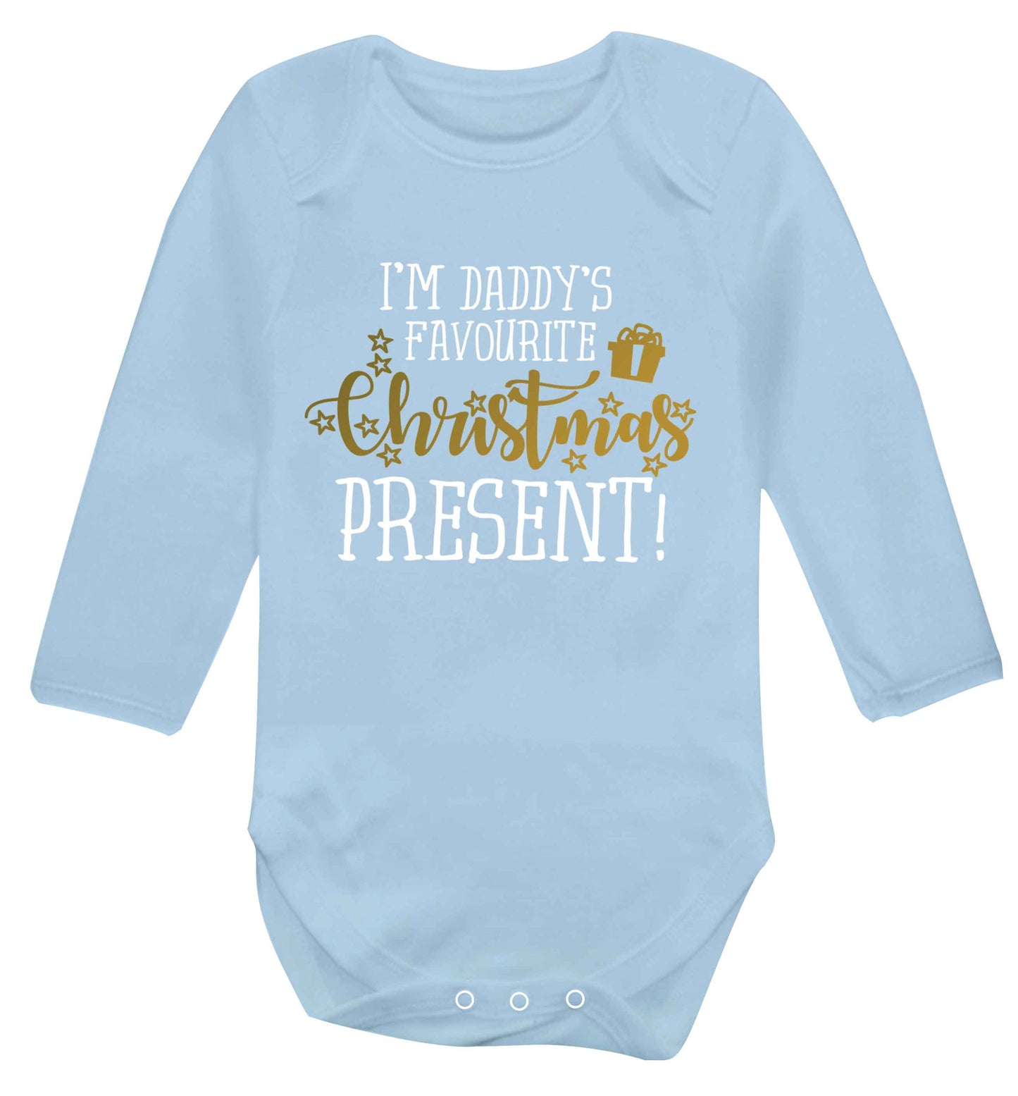 Daddy's favourite Christmas present Baby Vest long sleeved pale blue 6-12 months