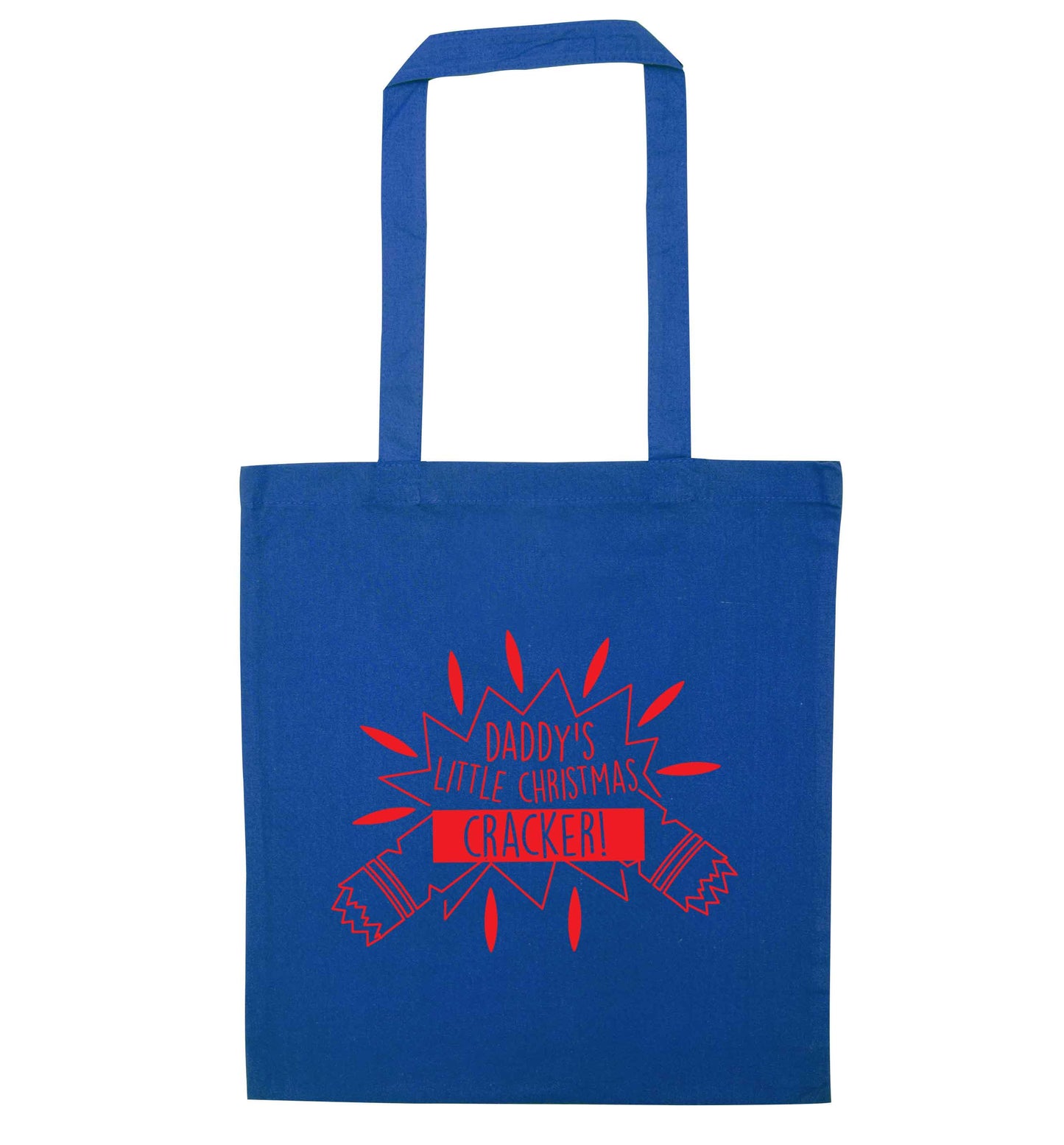 Daddy's little Christmas cracker blue tote bag
