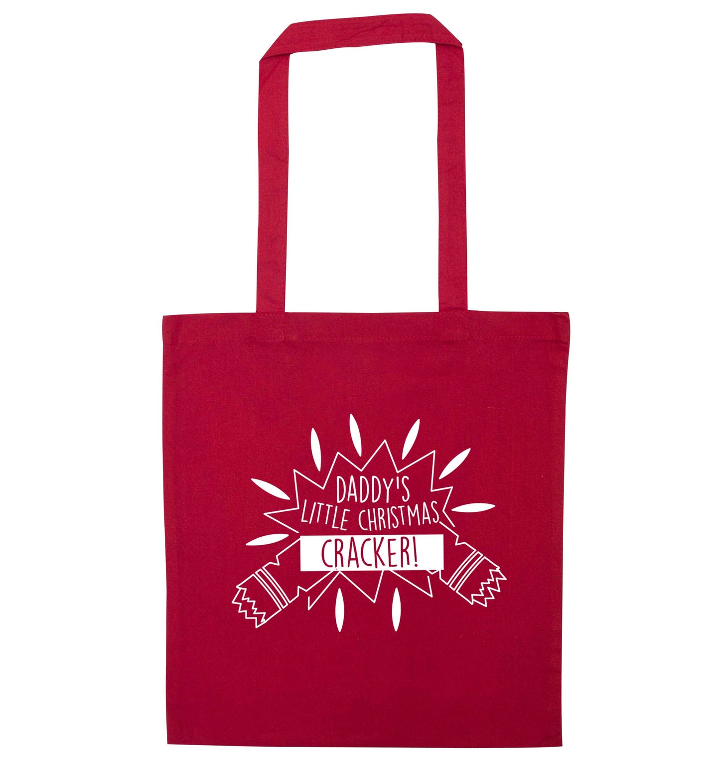 Daddy's little Christmas cracker red tote bag