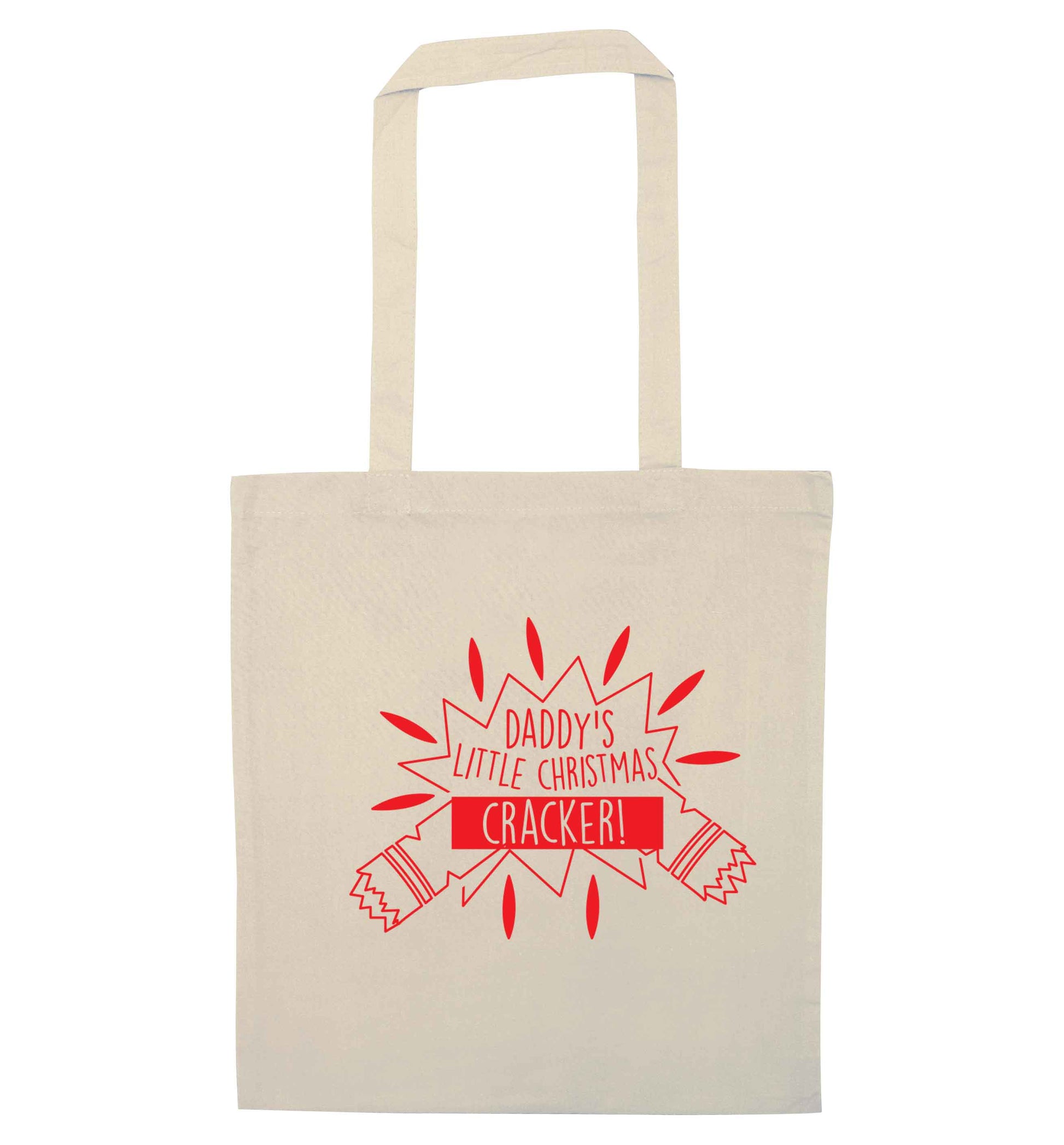 Daddy's little Christmas cracker natural tote bag