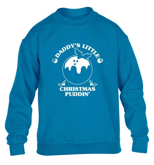 Daddy's little Christmas puddin' children's blue sweater 12-13 Years