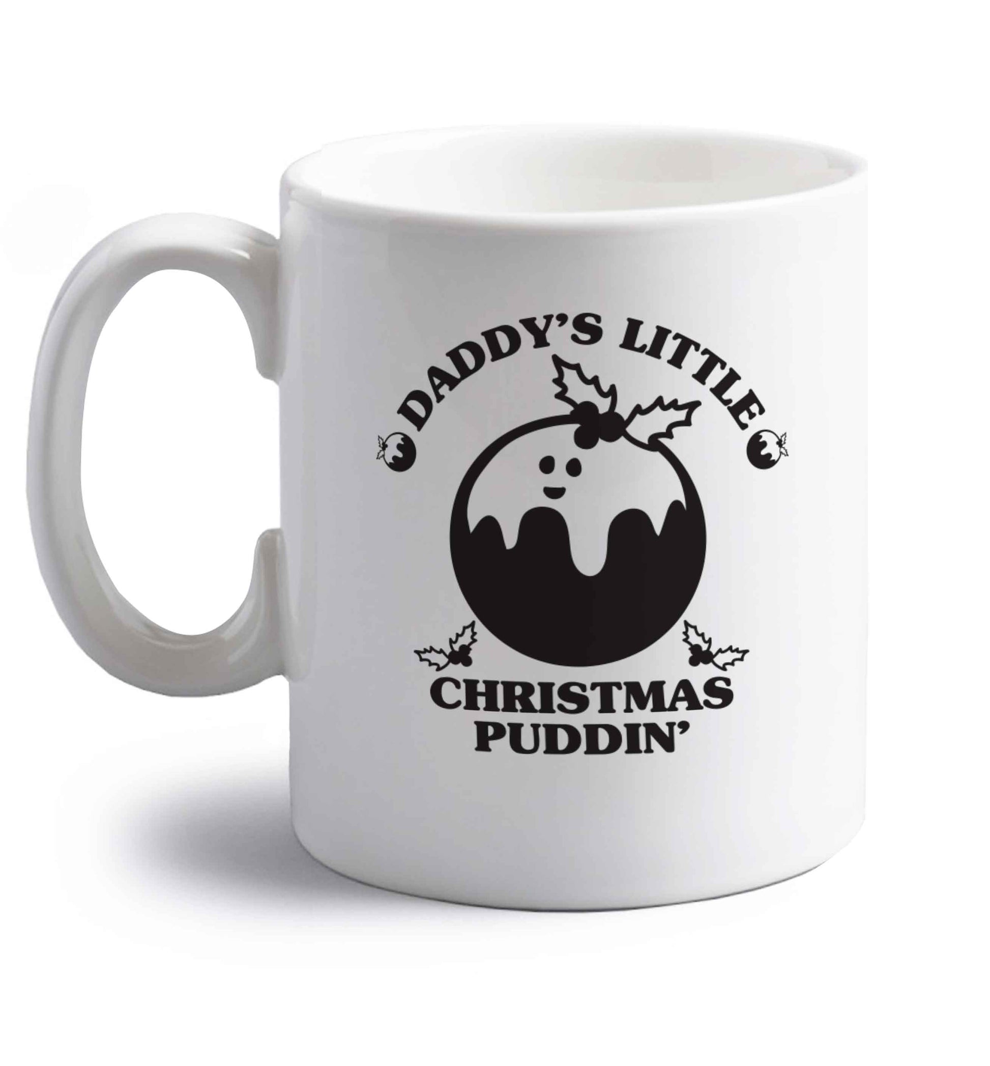 Daddy's little Christmas puddin' right handed white ceramic mug 