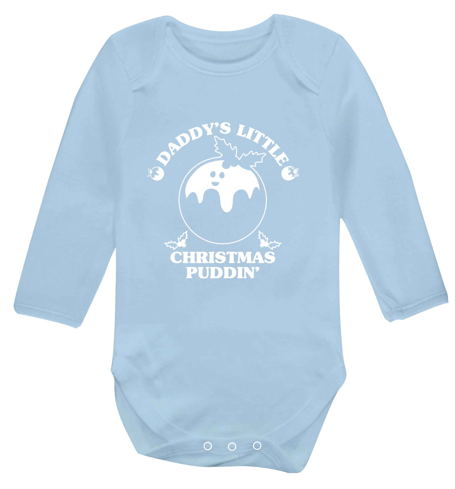 Daddy's little Christmas puddin' Baby Vest long sleeved pale blue 6-12 months