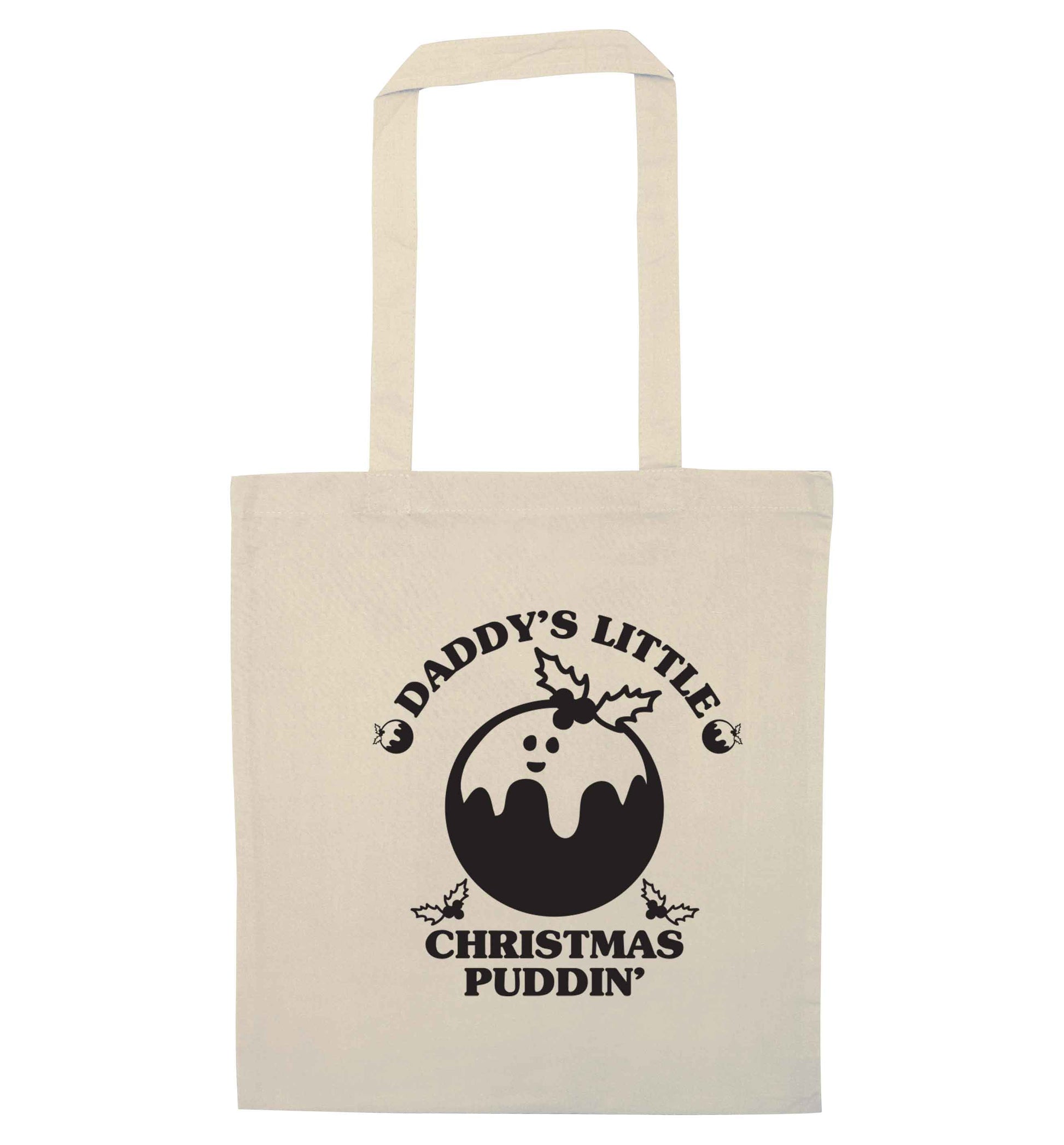 Daddy's little Christmas puddin' natural tote bag