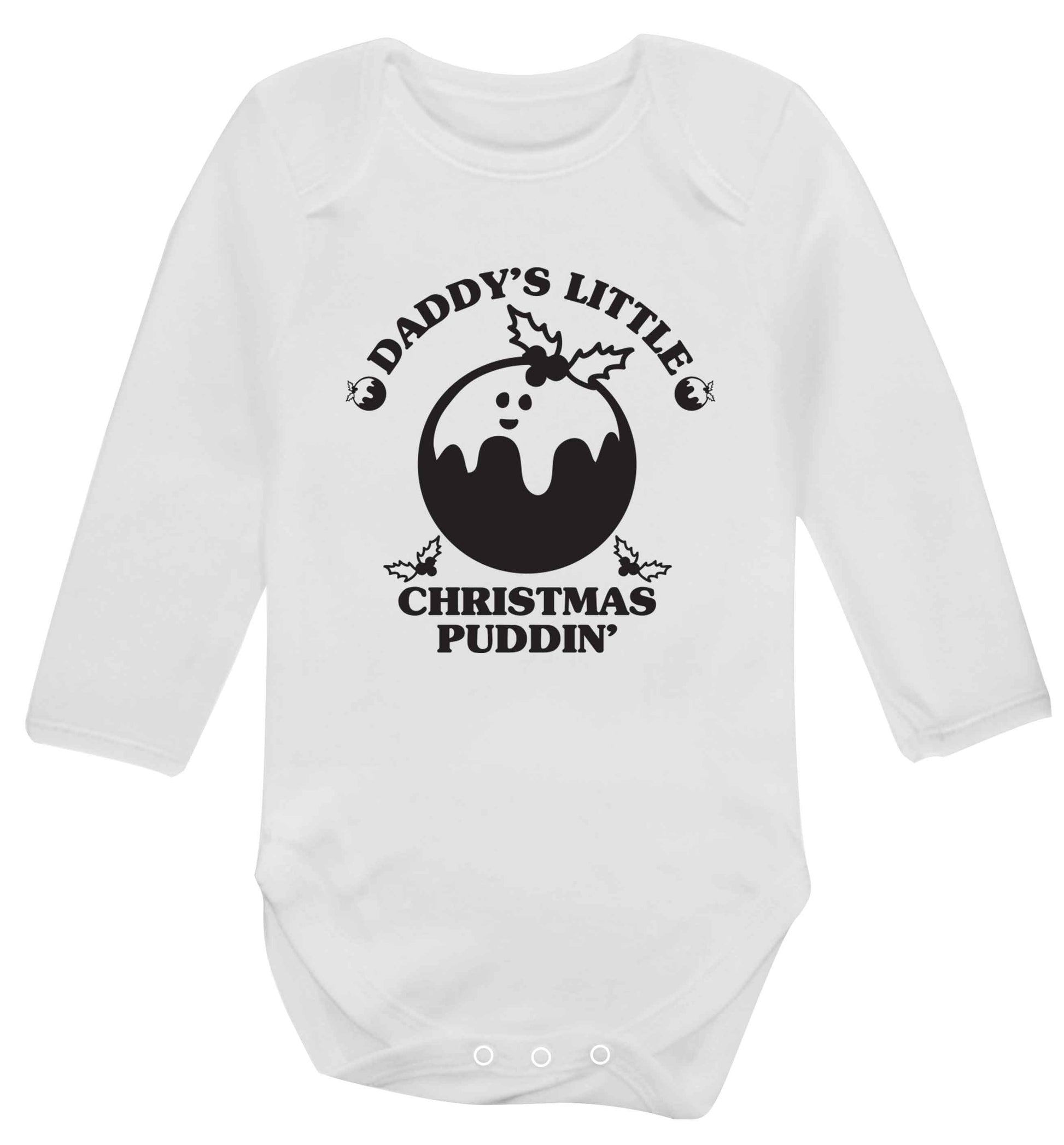 Daddy's little Christmas puddin' Baby Vest long sleeved white 6-12 months