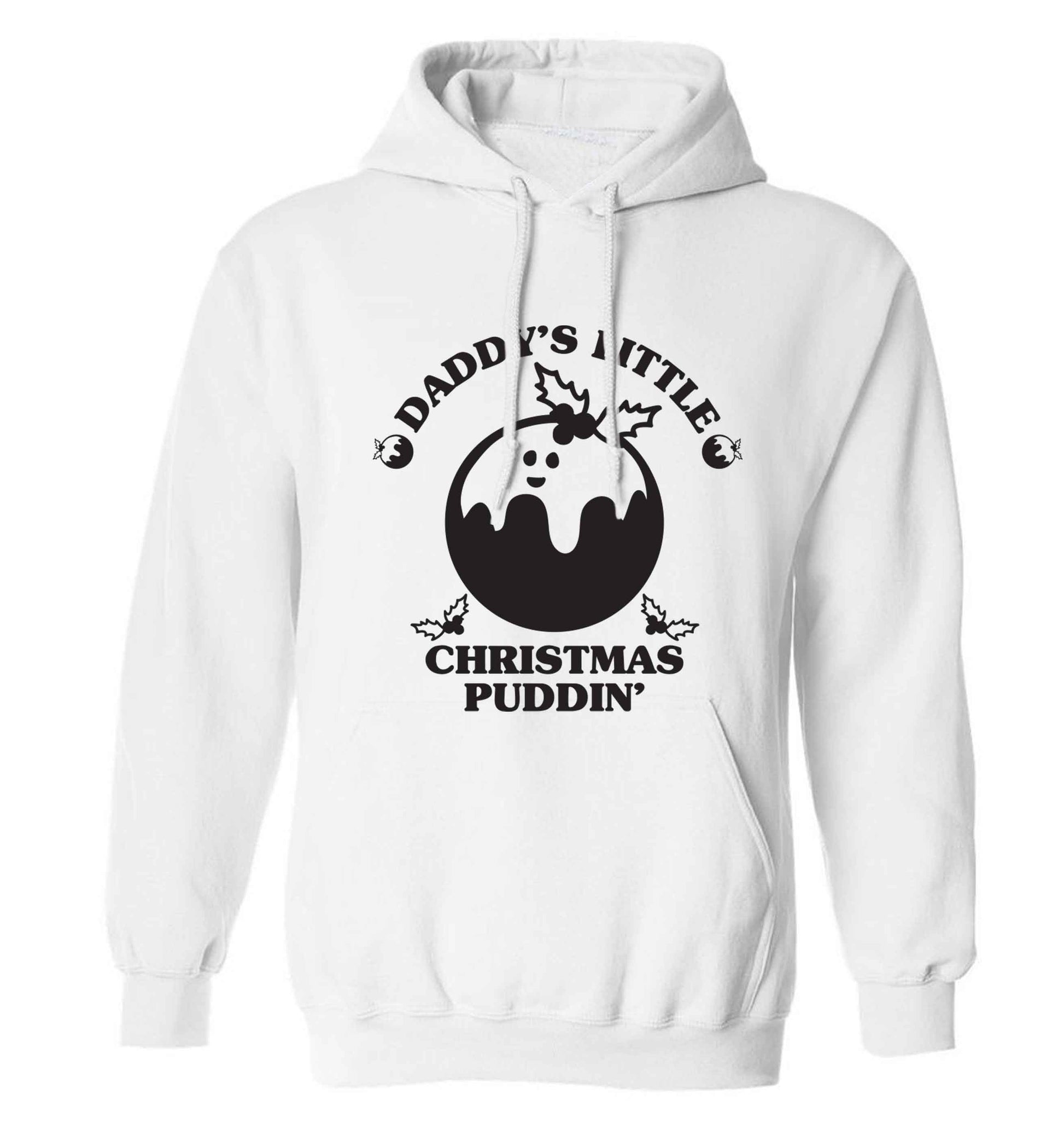 Daddy's little Christmas puddin' adults unisex white hoodie 2XL