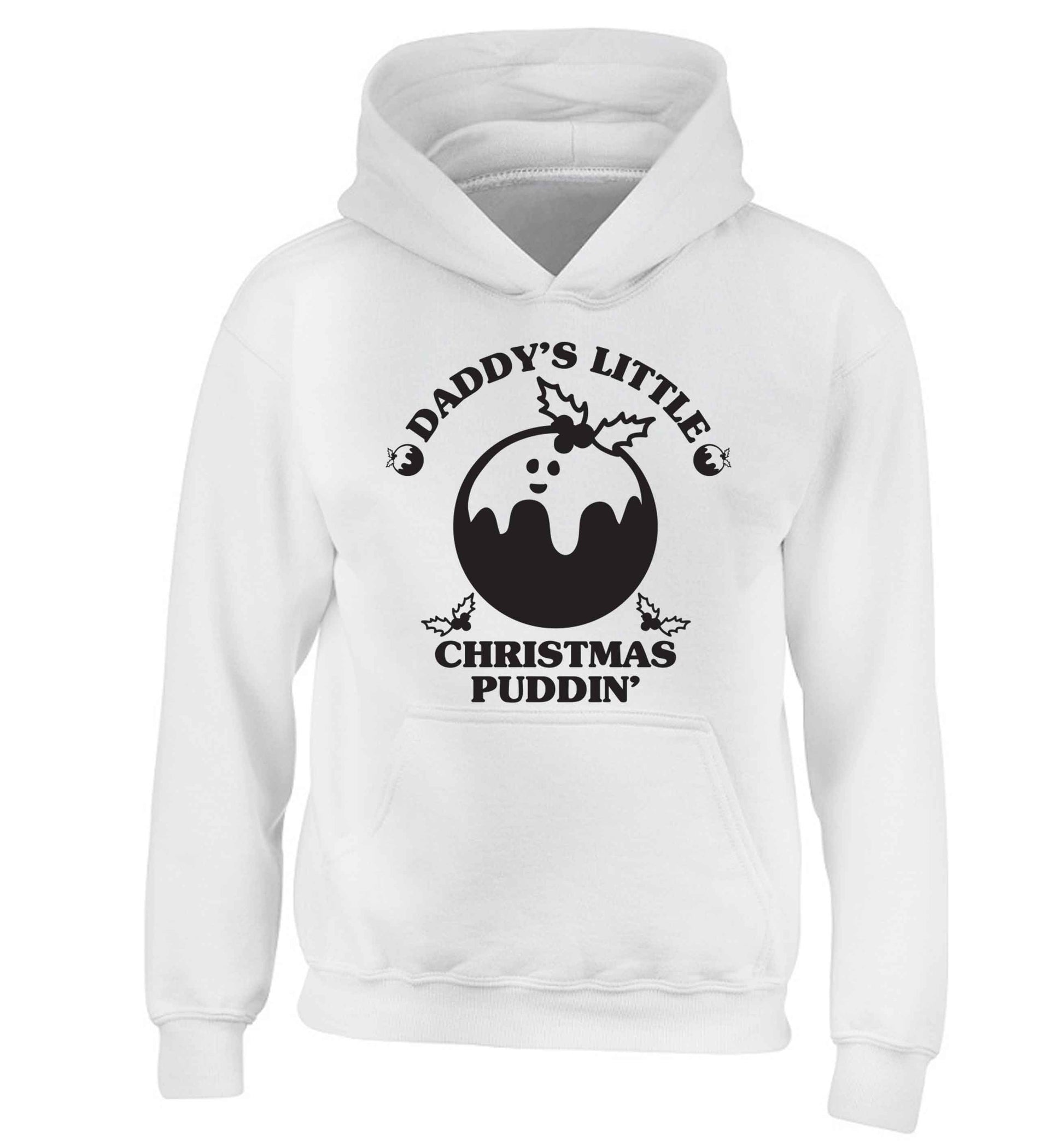 Daddy's little Christmas puddin' children's white hoodie 12-13 Years