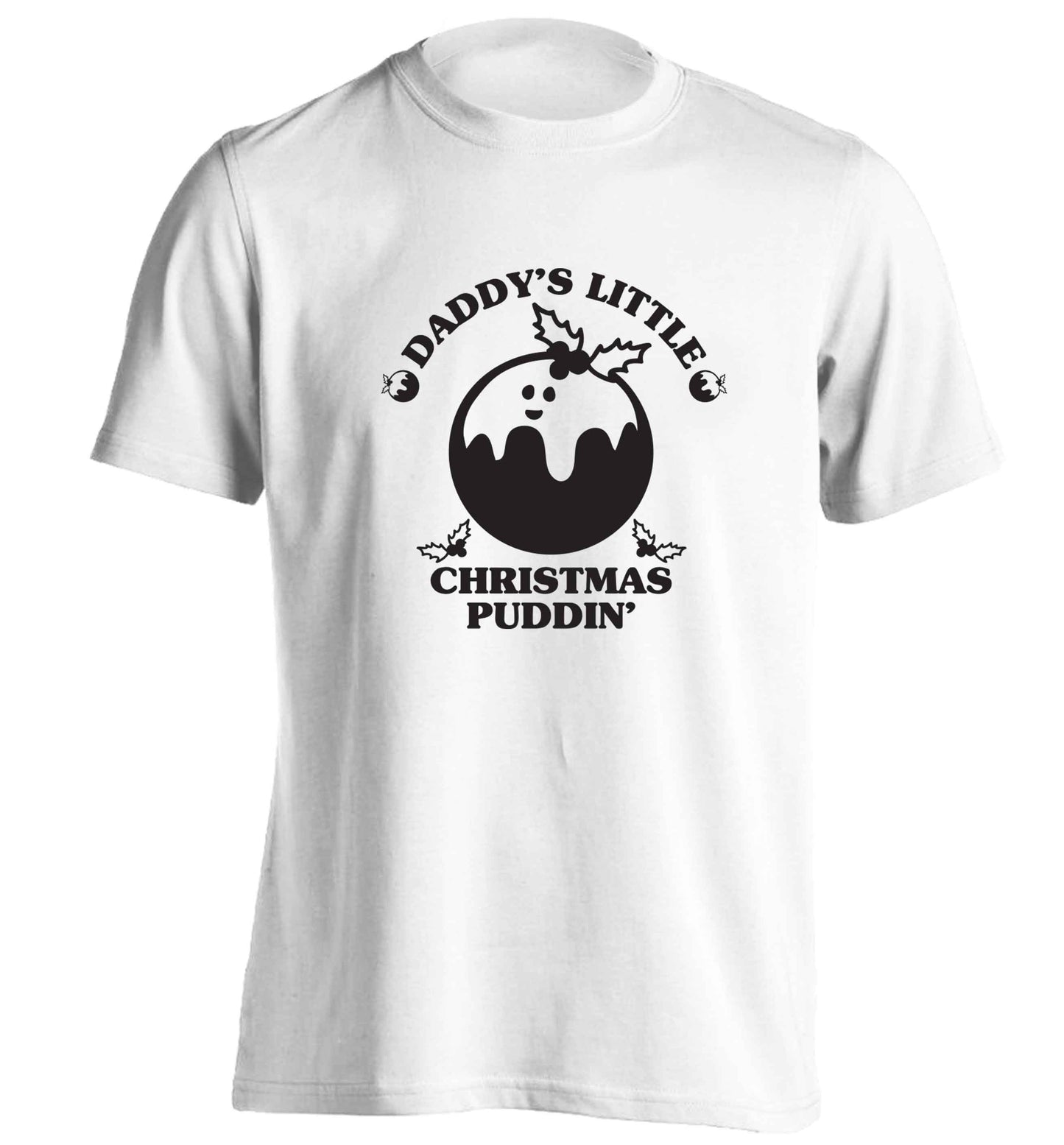 Daddy's little Christmas puddin' adults unisex white Tshirt 2XL