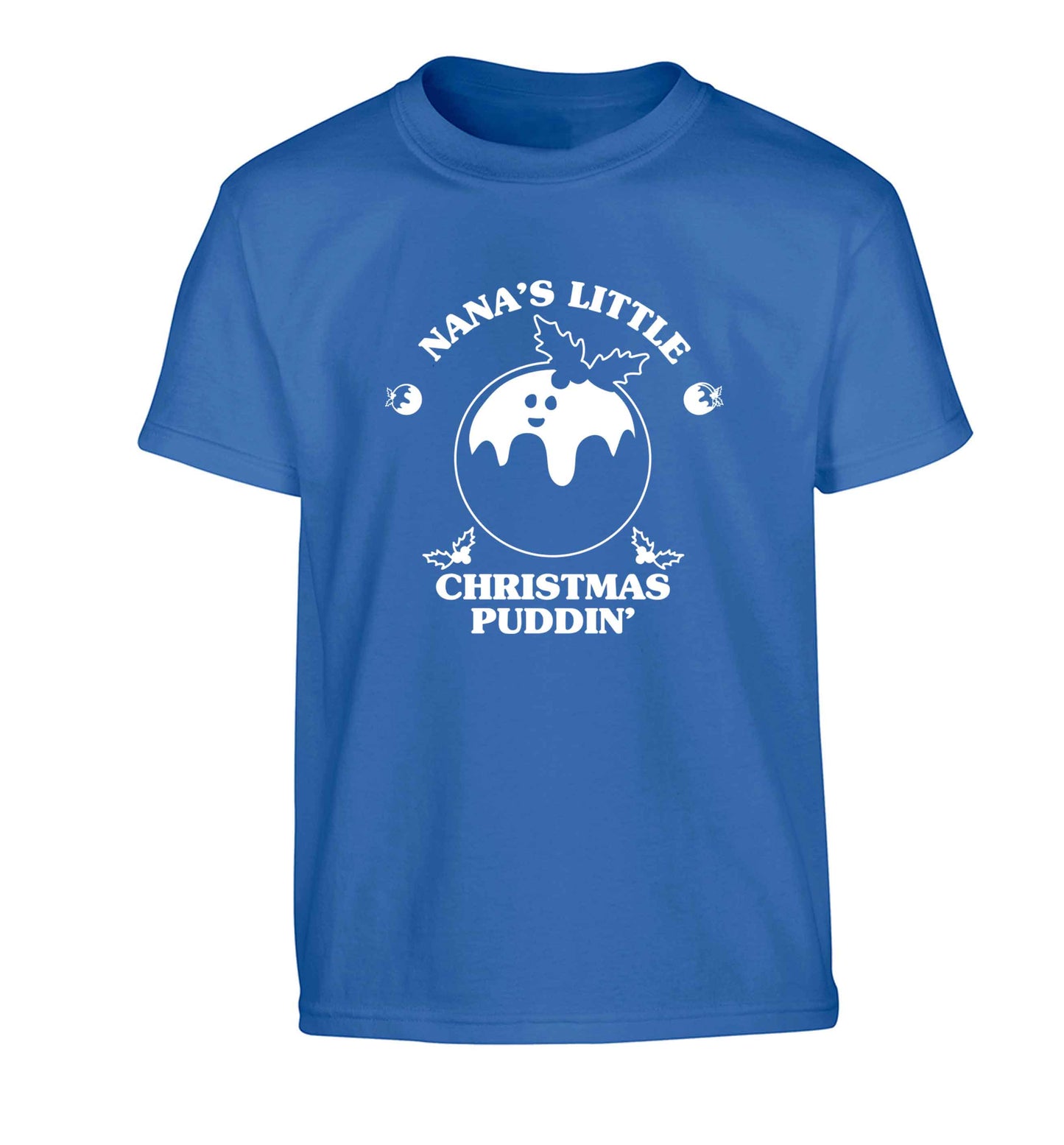 Nana's little Christmas puddin' Children's blue Tshirt 12-13 Years
