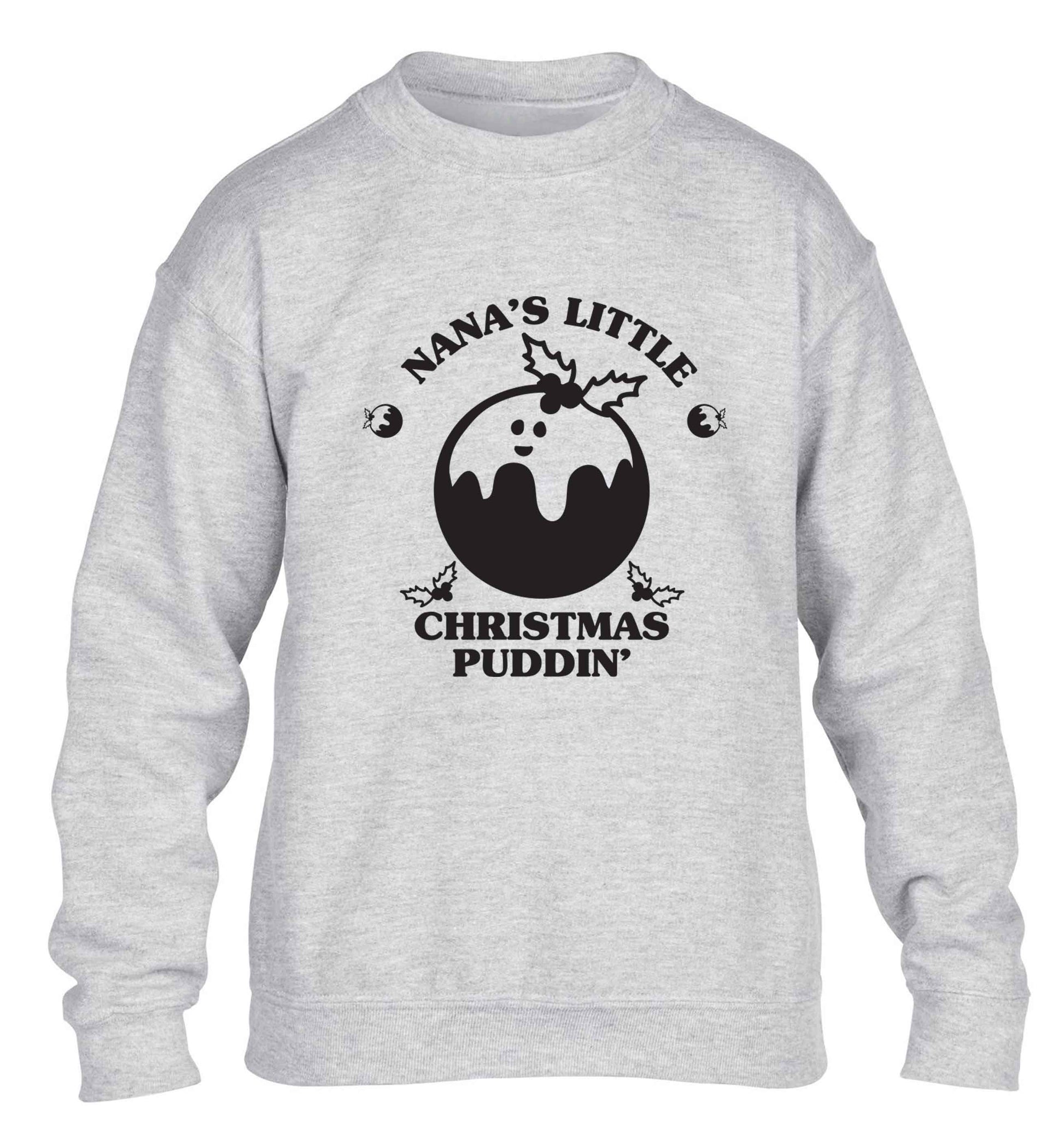 Nana's little Christmas puddin' children's grey sweater 12-13 Years