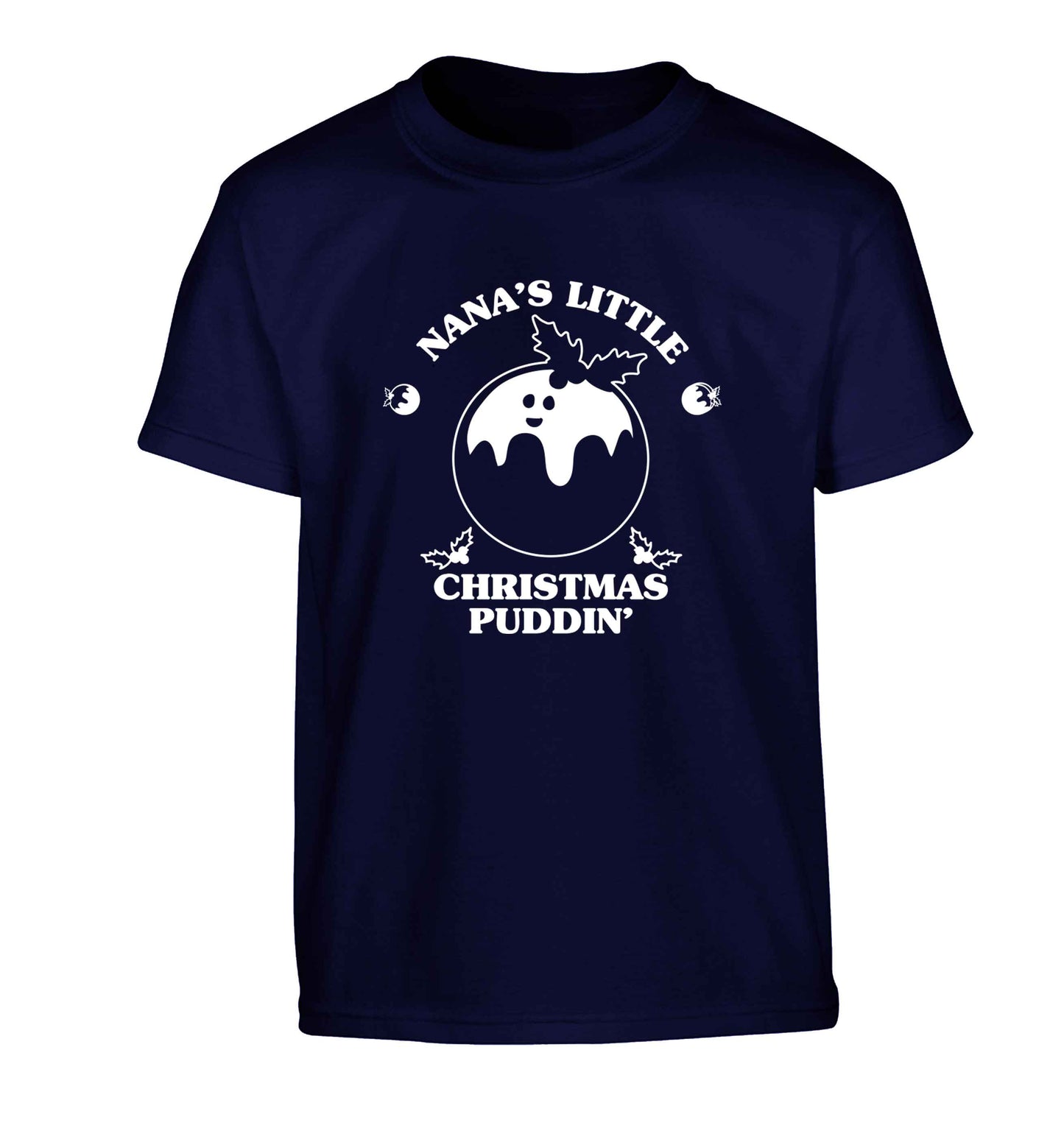 Nana's little Christmas puddin' Children's navy Tshirt 12-13 Years