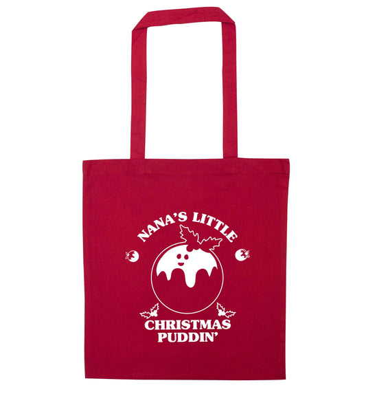 Nana's little Christmas puddin' red tote bag