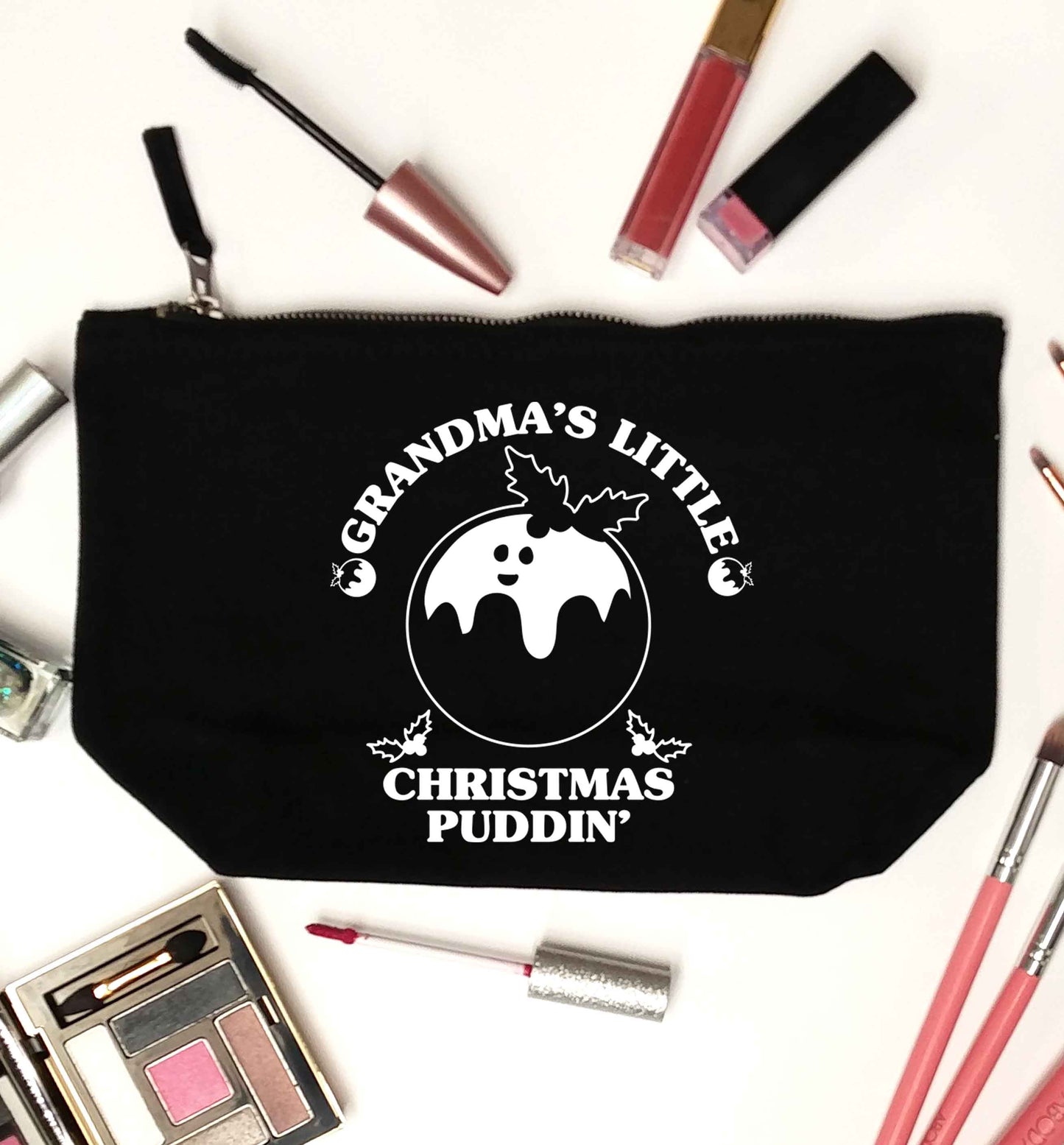 Grandma's little Christmas puddin' black makeup bag