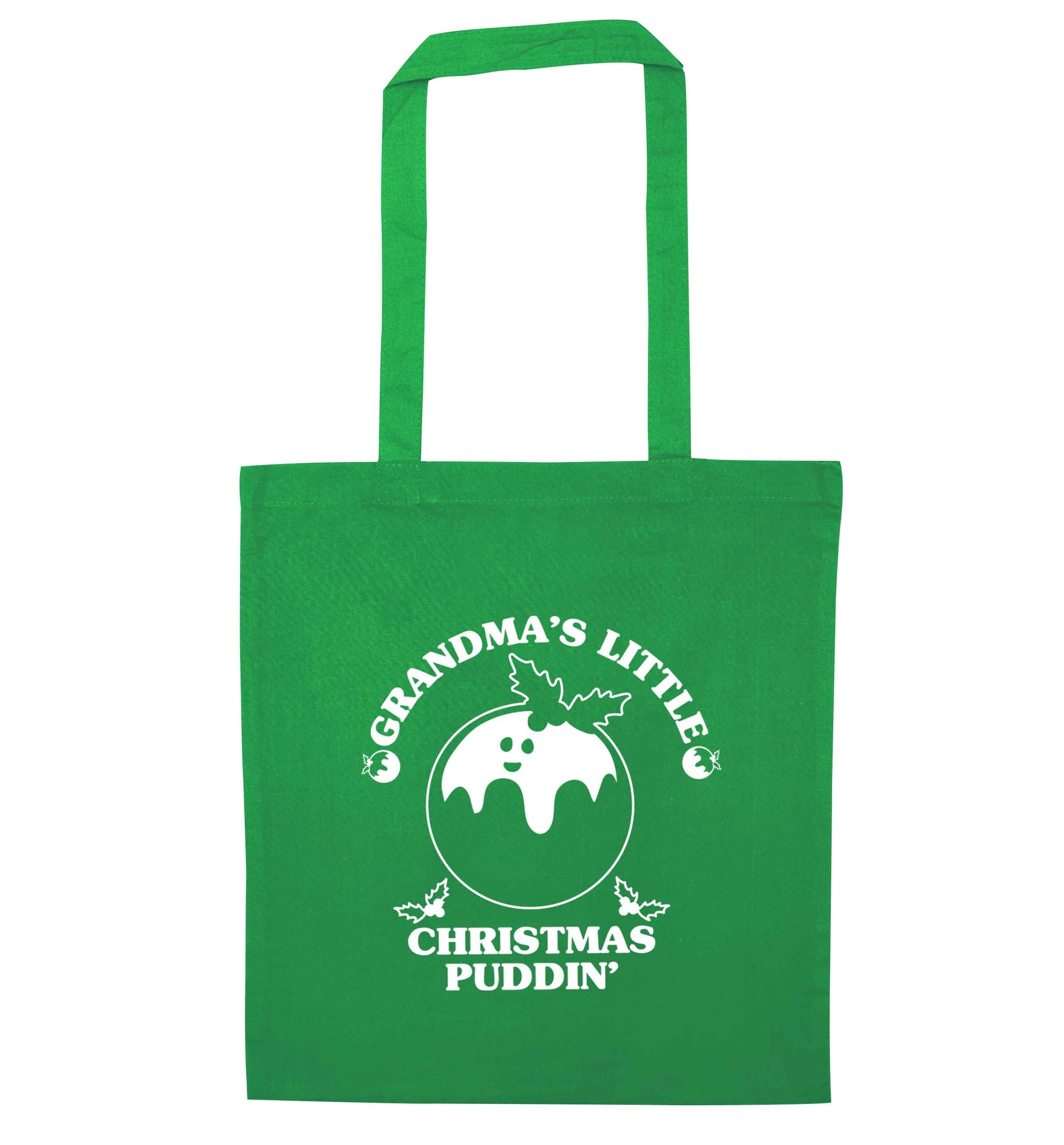 Grandma's little Christmas puddin' green tote bag