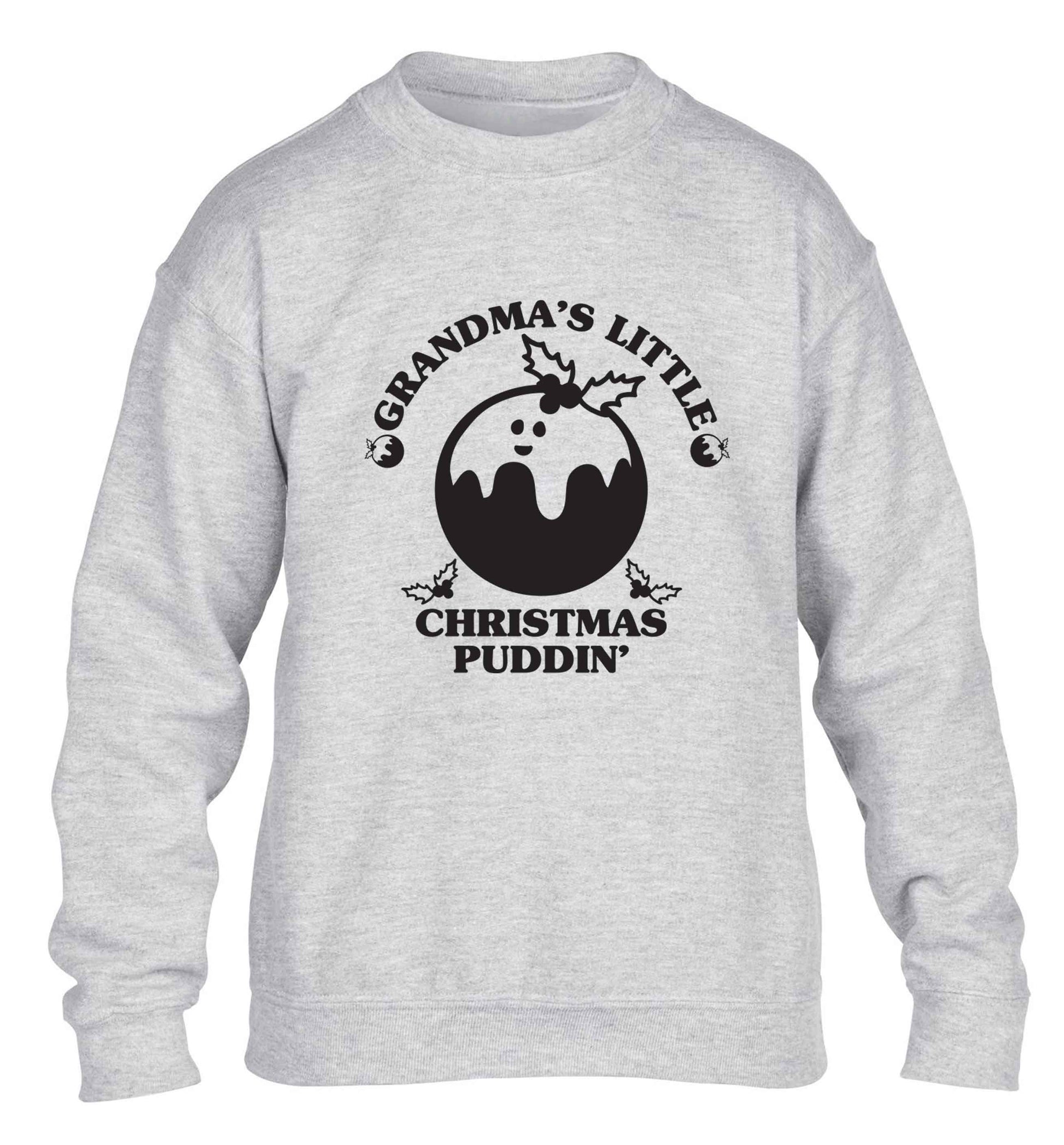 Grandma's little Christmas puddin' children's grey sweater 12-13 Years