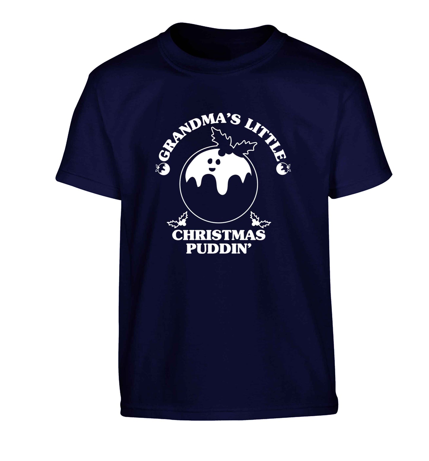 Grandma's little Christmas puddin' Children's navy Tshirt 12-13 Years